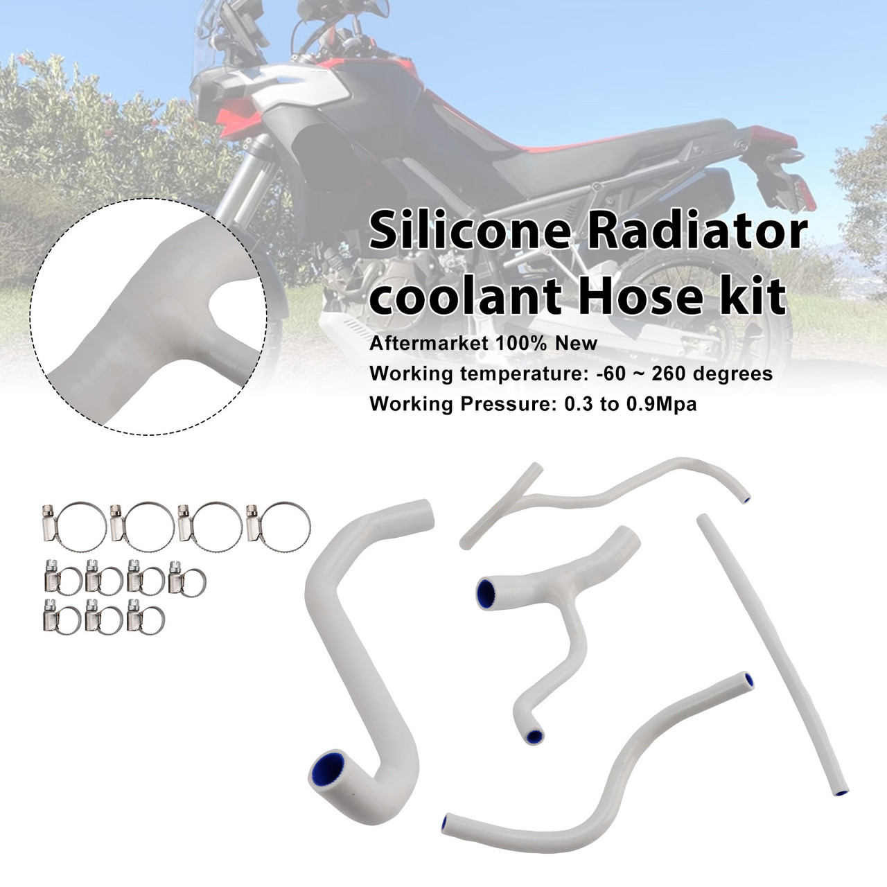 2022-2025 Aprilia Tuareg 660 Silicone Radiator coolant Hose kit White Generic