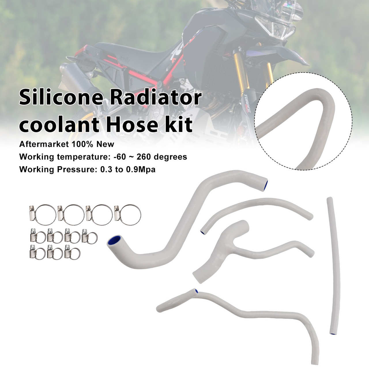 2022-2025 Aprilia Tuareg 660 Silicone Radiator coolant Hose kit White Generic