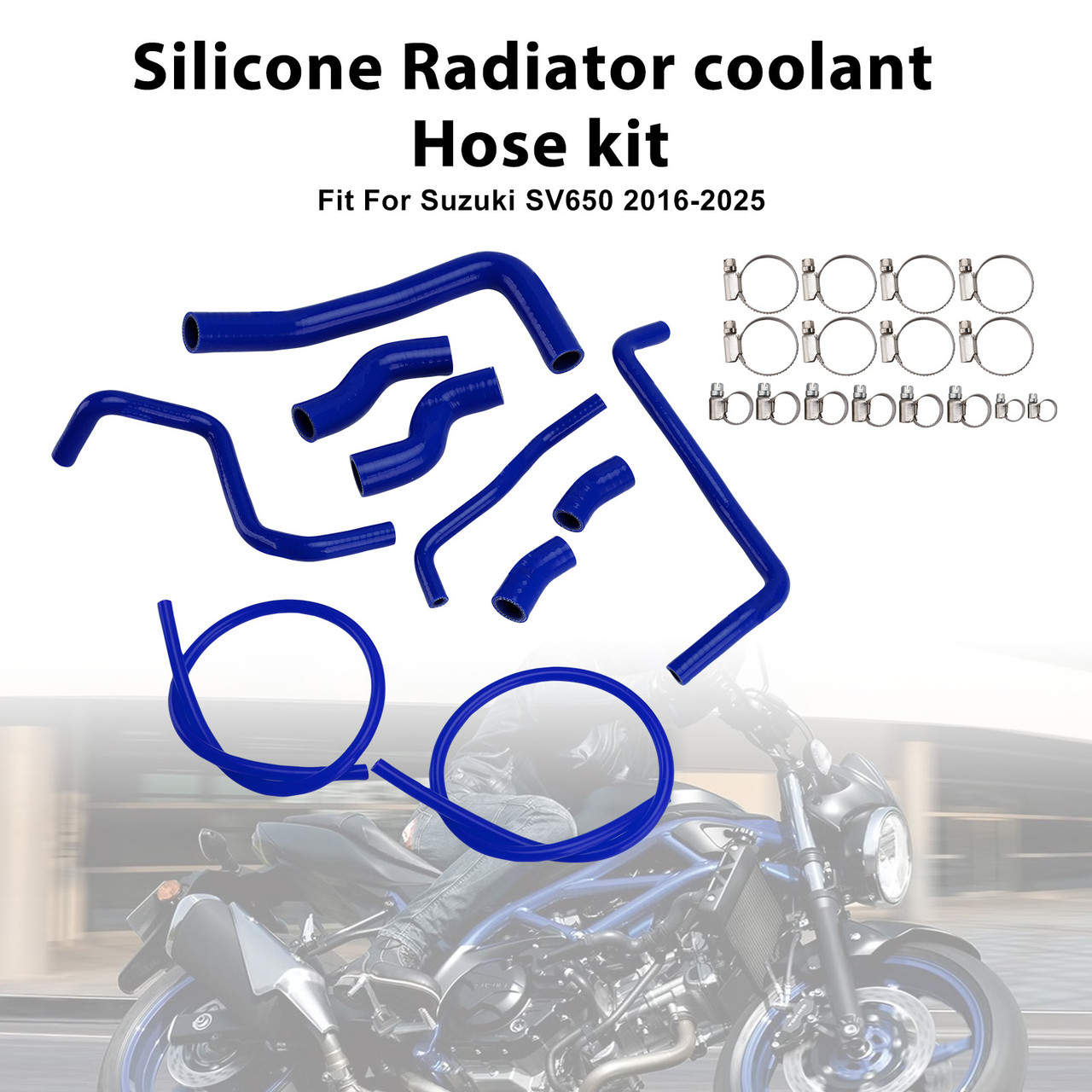 2016-2025 Suzuki SV650 Silicone Radiator coolant Hose kit Blue Generic