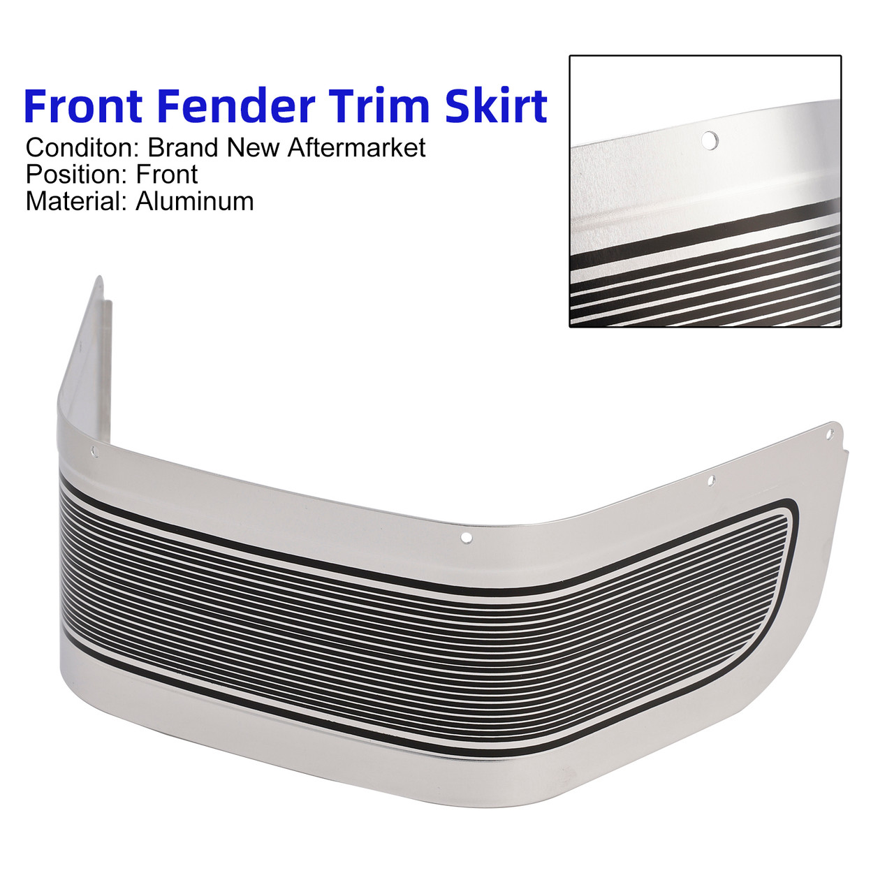 1986-2013 Touring Electra Glide Road King Front Fender Trim Skirt Silver Generic