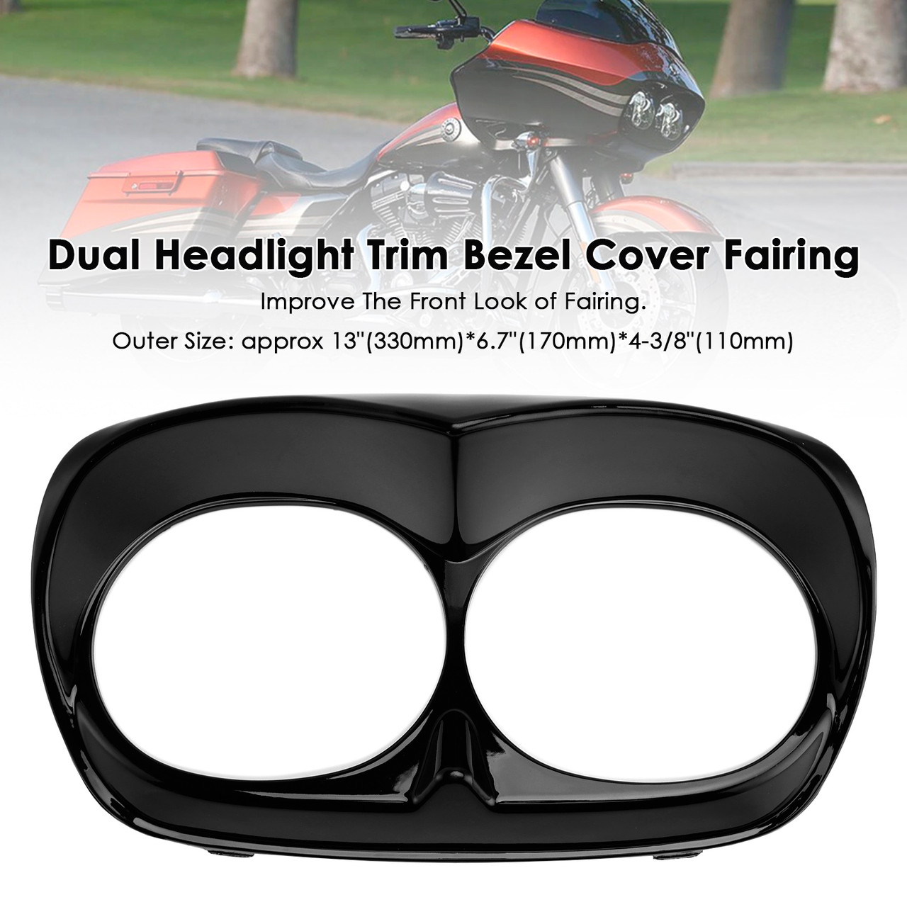 1998-2013 Harley Davidson Road Glide Dual Headlight Trim Bezel Cover Fairing Black Generic