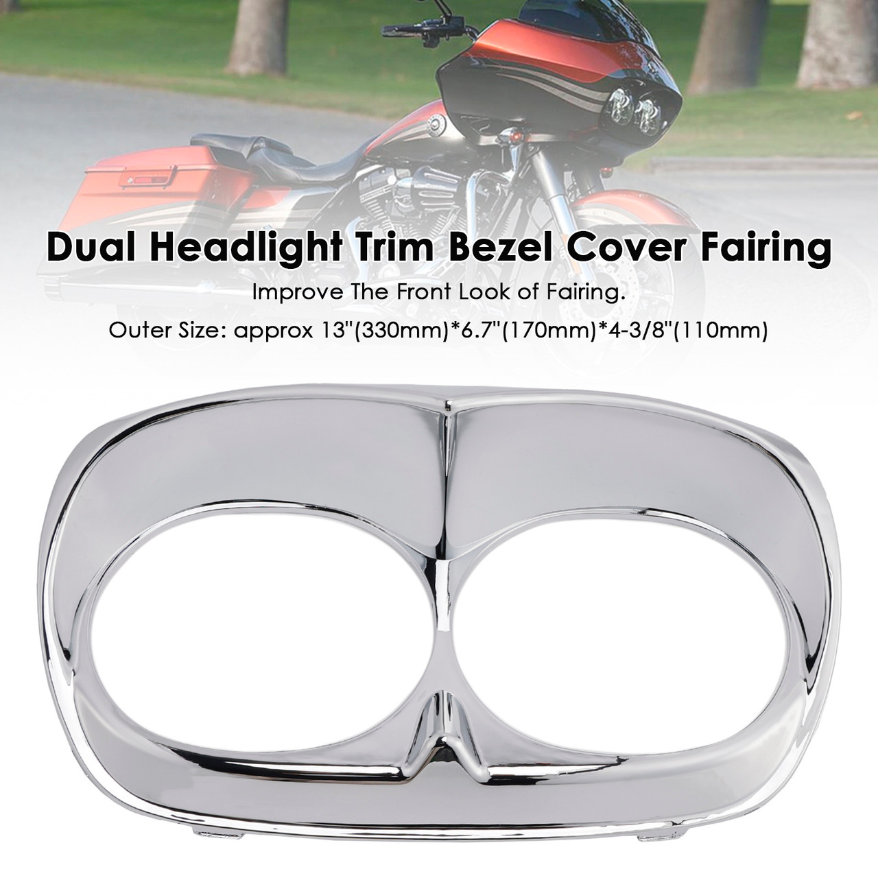 1998-2013 Harley Davidson Road Glide Dual Headlight Trim Bezel Cover Fairing Chrome Generic