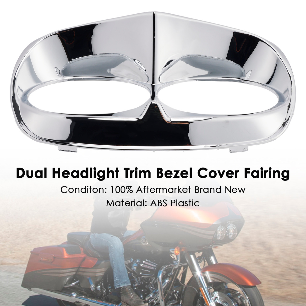 1998-2013 Harley Davidson Road Glide Dual Headlight Trim Bezel Cover Fairing Chrome Generic