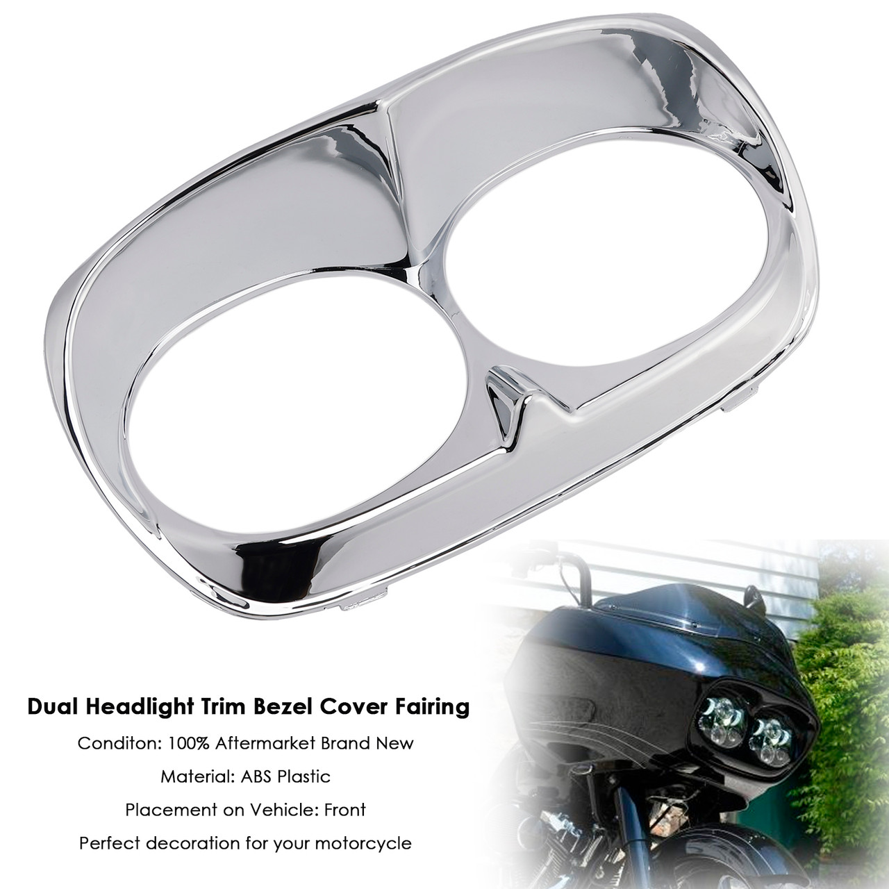 2010-2013 H-D headlight assembly Dual Headlight Trim Bezel Cover Fairing Chrome Generic