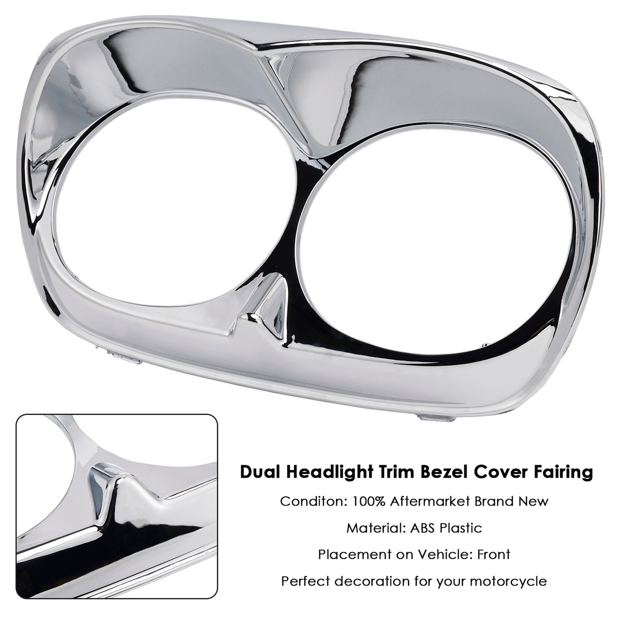 2010-2013 H-D headlight assembly Dual Headlight Trim Bezel Cover Fairing Chrome Generic