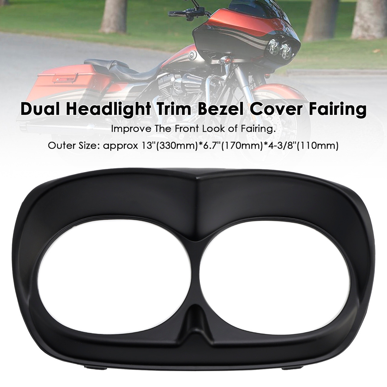 1998-2013 Harley Davidson Road Glide Dual Headlight Trim Bezel Cover Fairing Matte Black Generic