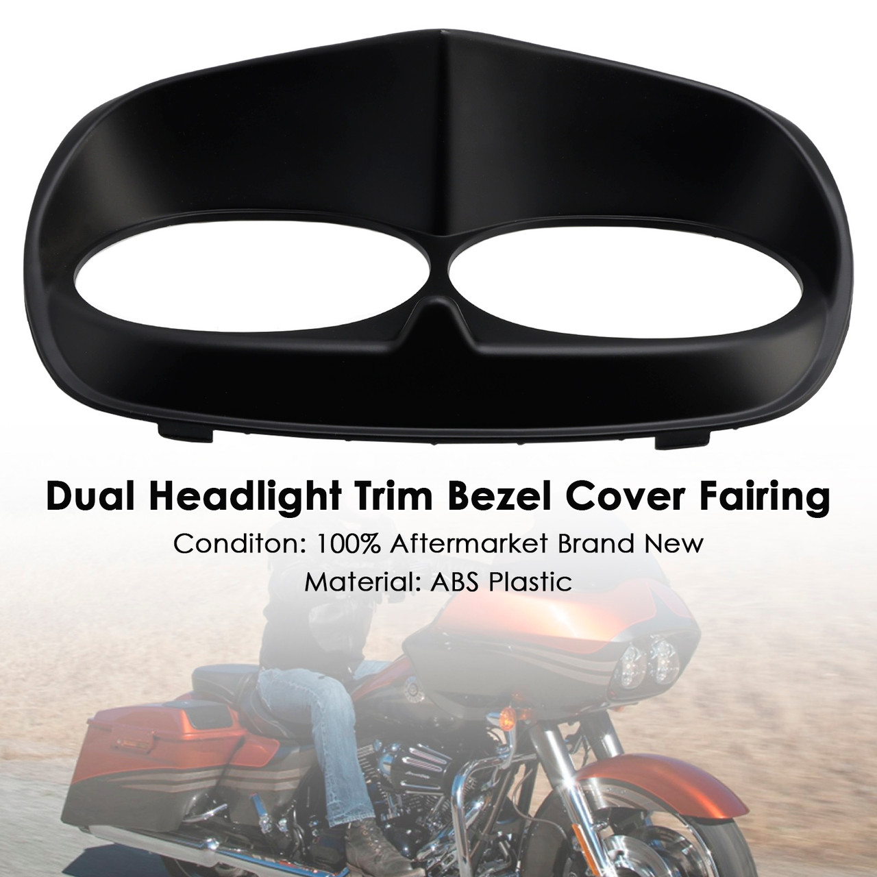 1998-2013 Harley Davidson Road Glide Dual Headlight Trim Bezel Cover Fairing Matte Black Generic
