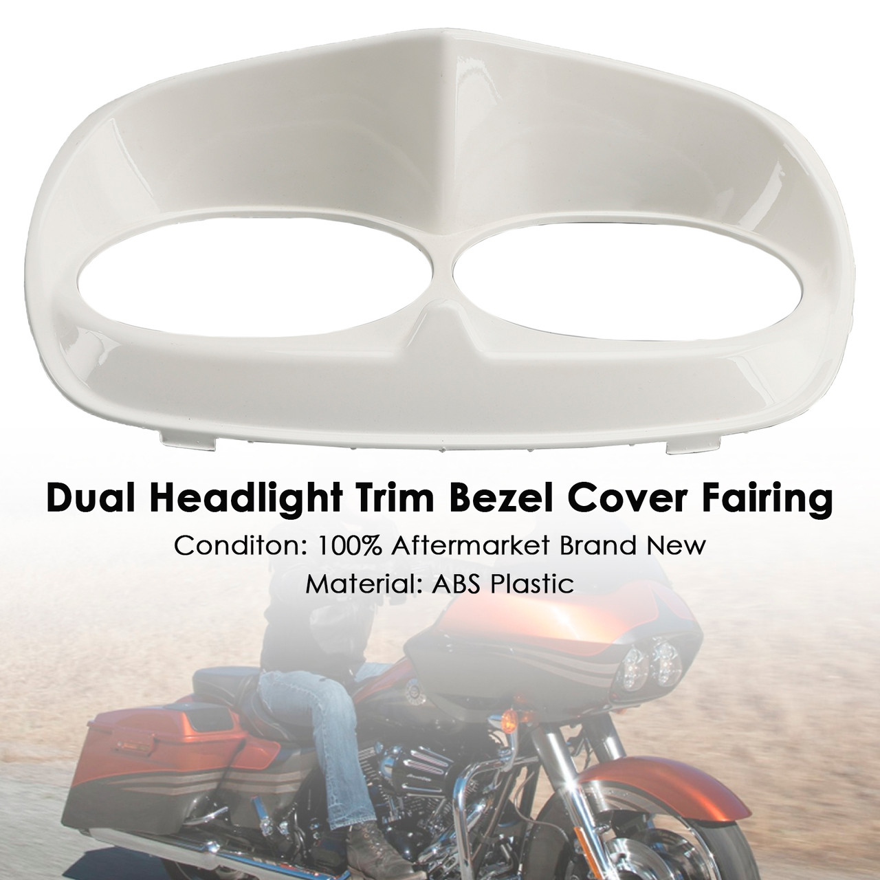 2010-2013 H-D headlight assembly Dual Headlight Trim Bezel Cover Fairing White Generic