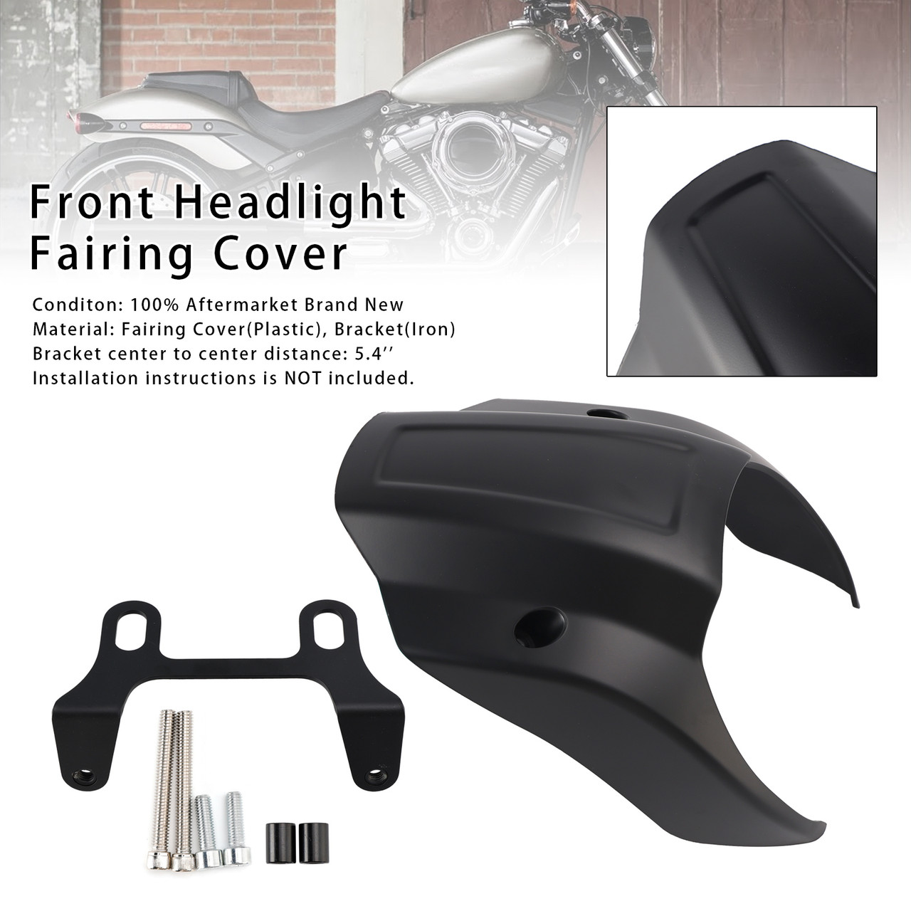 2018-2024 Harley Softail Breakout Front Headlight Fairing Cover Matte Black Generic