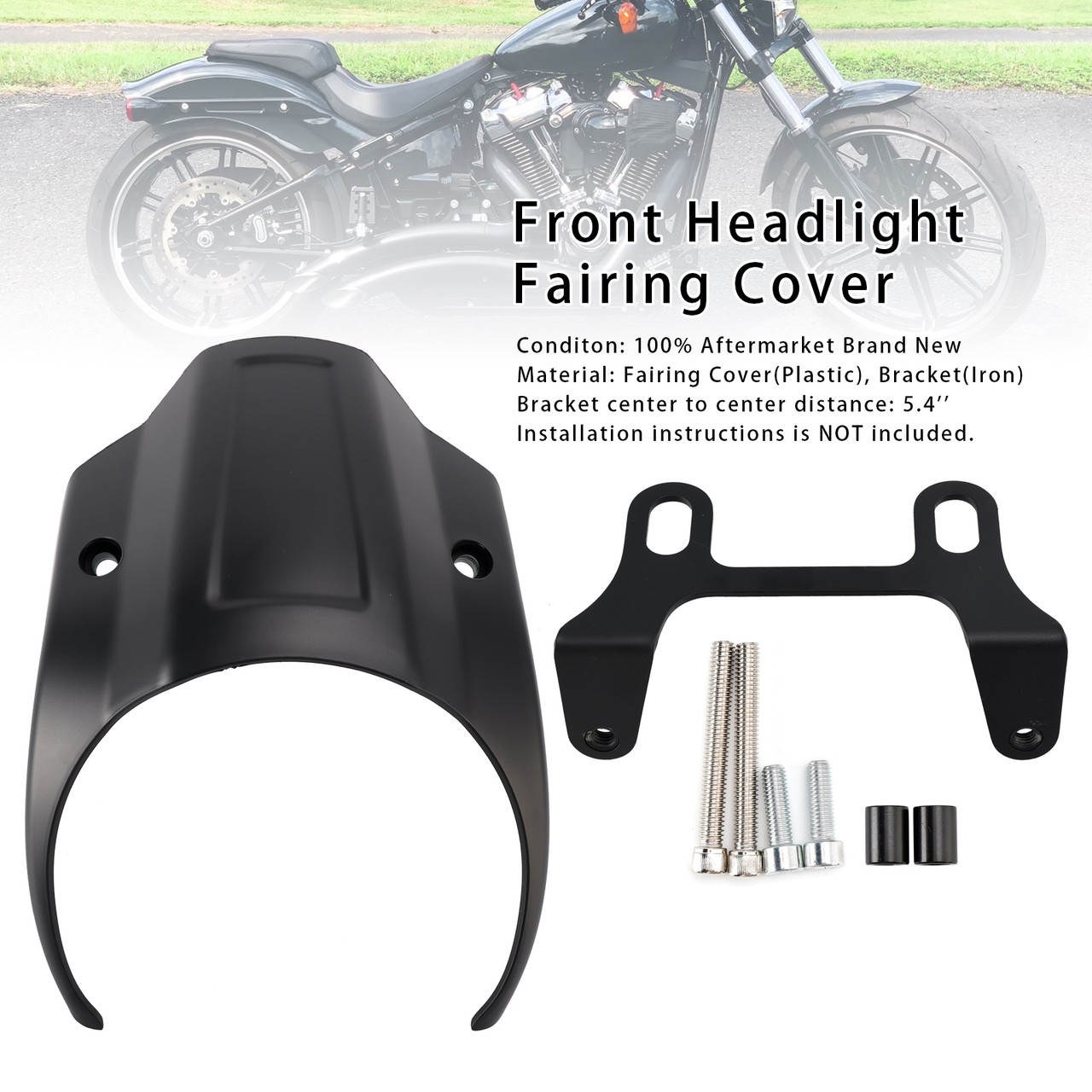 2018-2024 Harley Softail Breakout Front Headlight Fairing Cover Matte Black Generic