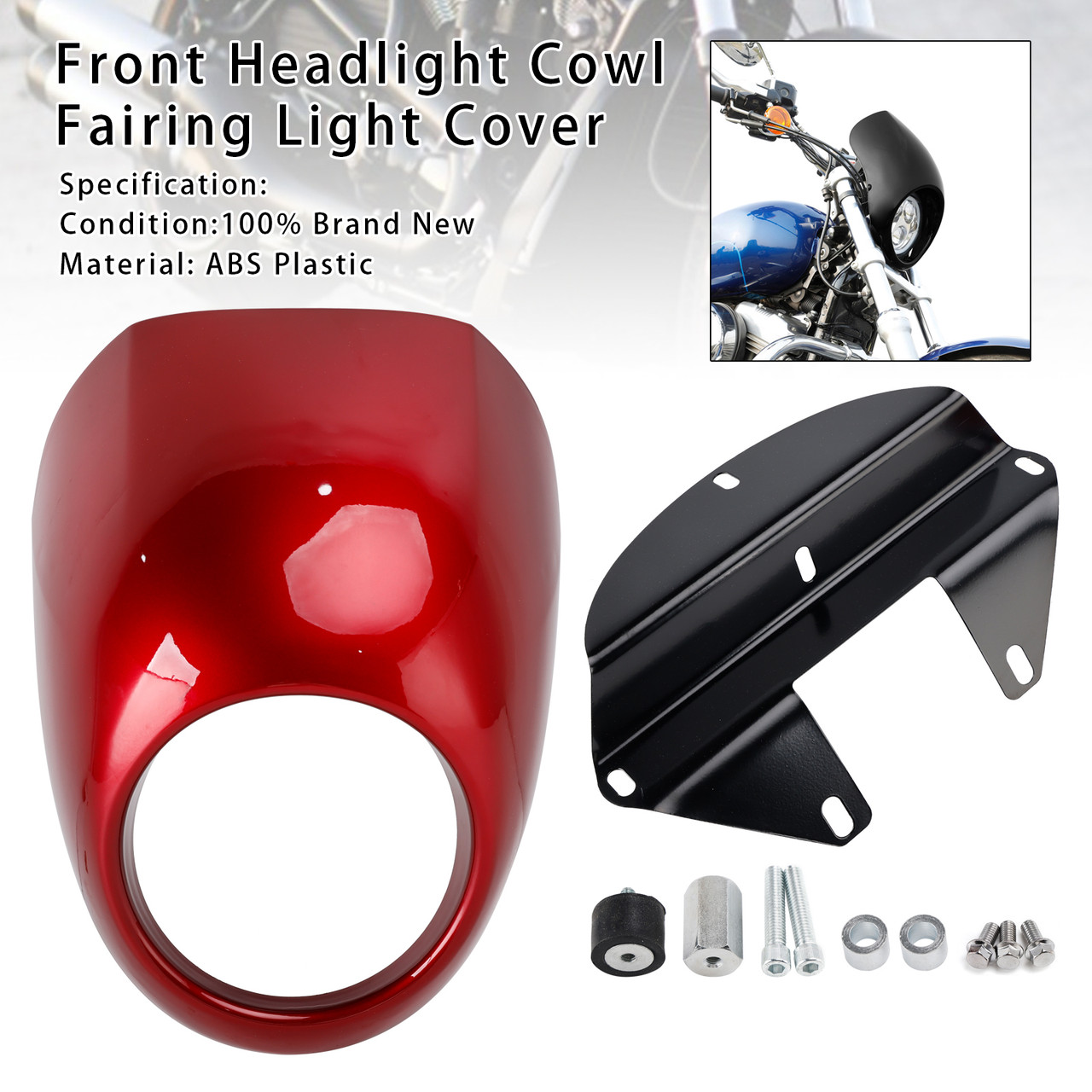 1973-up Sportster Dyna XL 883 1200 FX Headlight Fairing Light Cover Red Generic