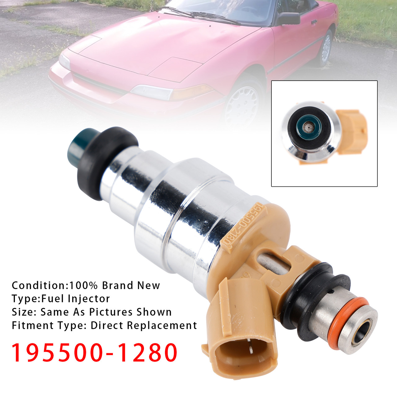 1988-1989 Mazda MX-6 DX LX Coupe 2-Door 2.2L Fuel Injector 195500-1280 Generic