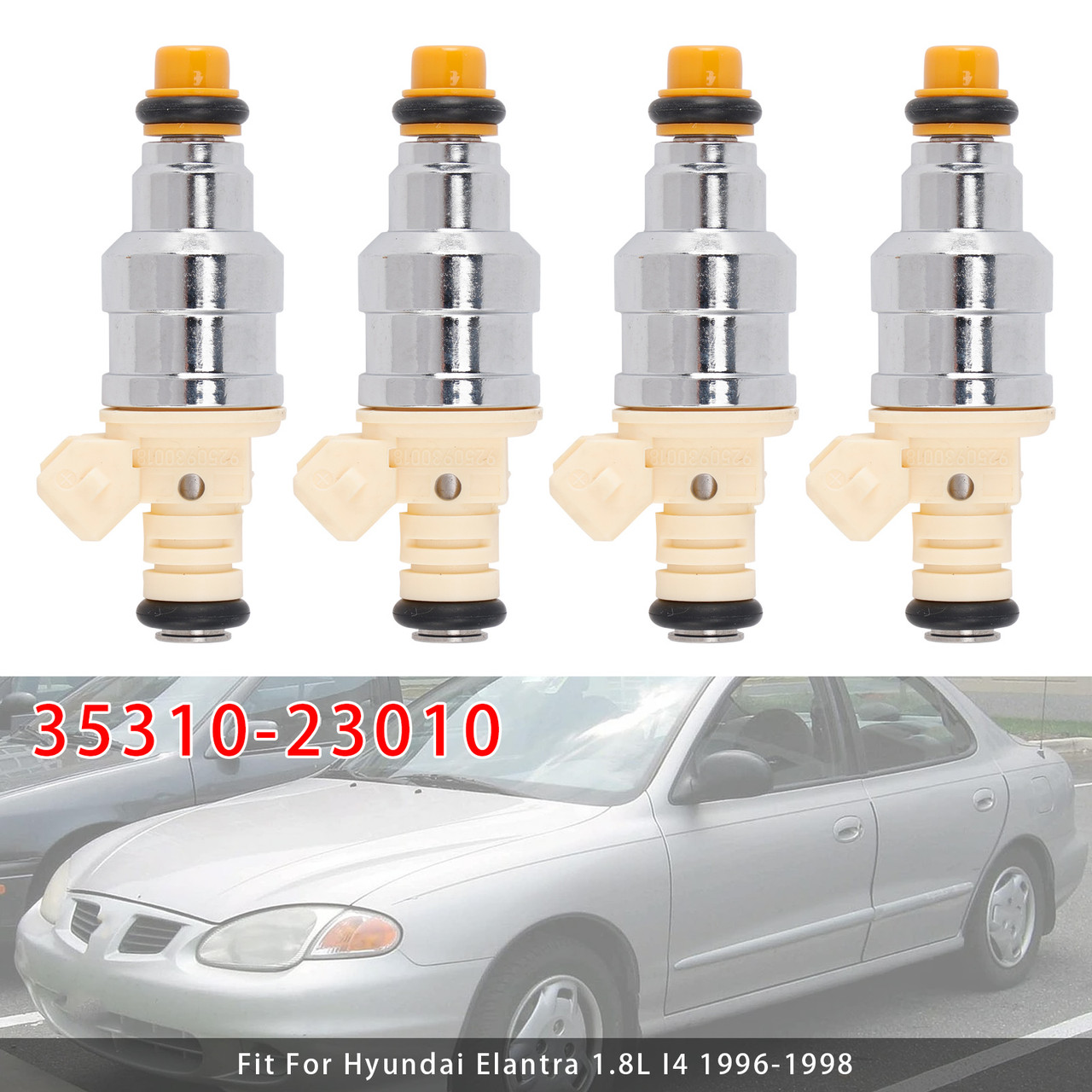 1996-1998 Hyundai Elantra 1.8L I4 4Pcs Fuel Injector 35310-23010 Generic