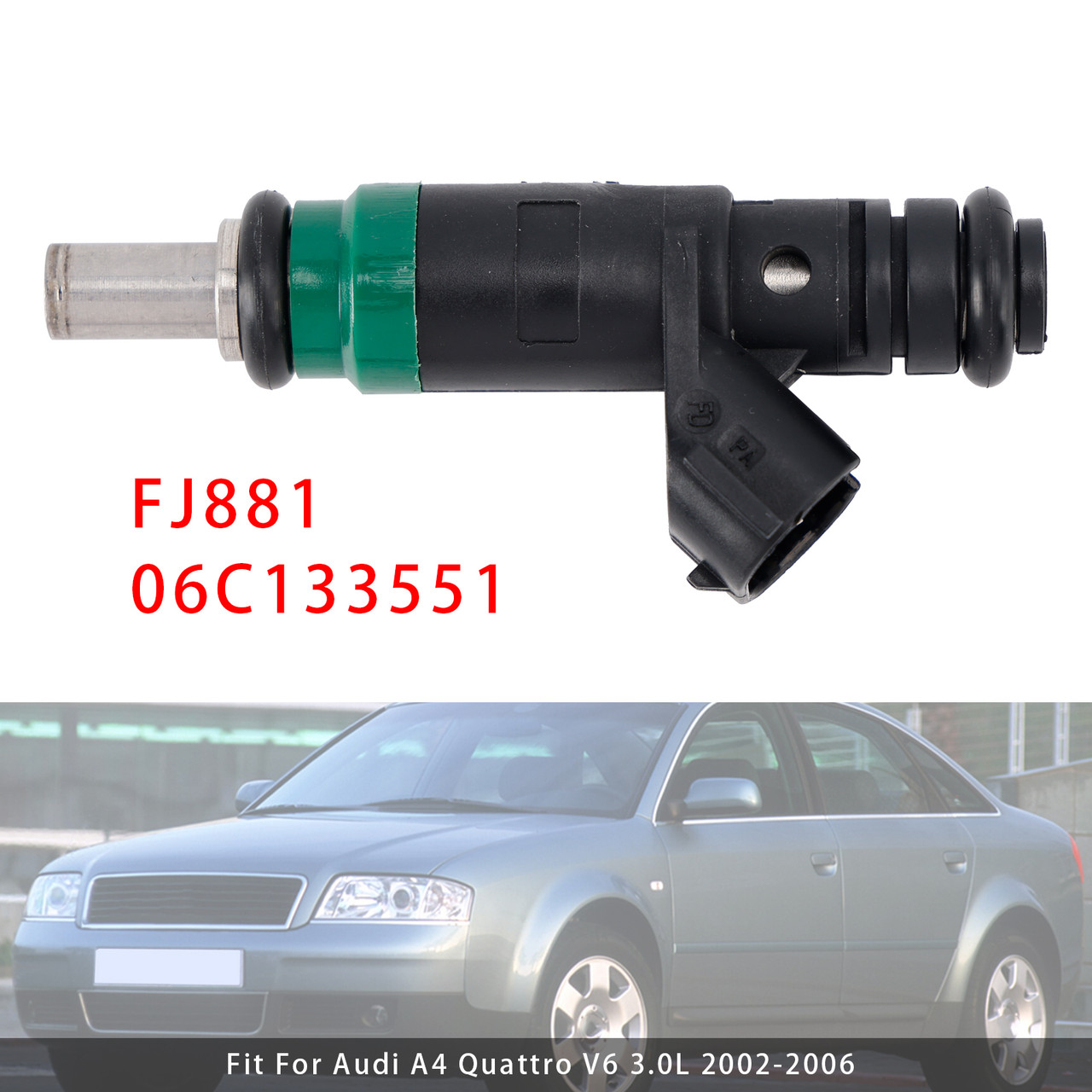 2002-2004 Audi A6/ Quattro V6 3.0L 1Pcs Fuel Injector 06C133551 Generic