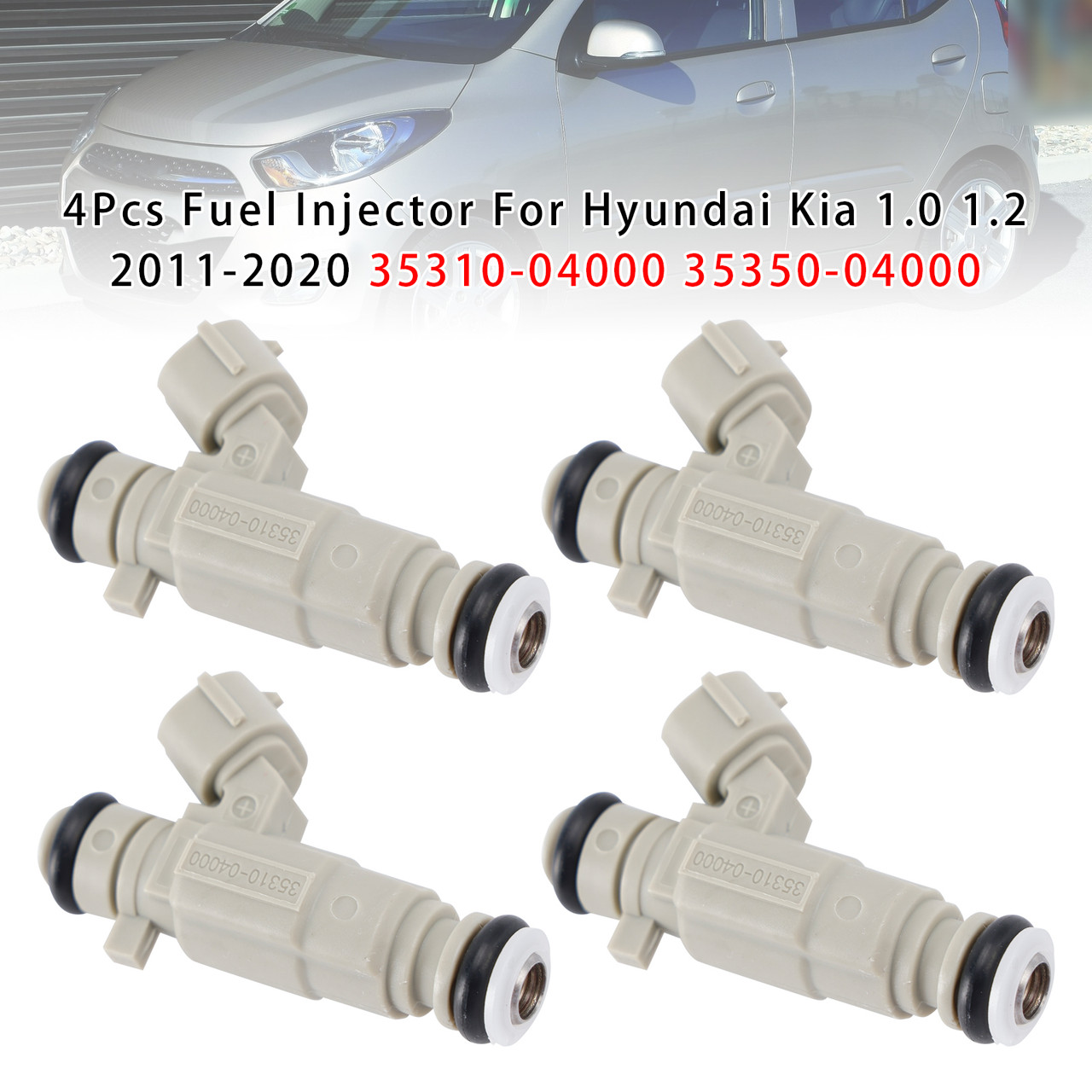 2011-2021 Hyundai i10 i20 II 4Pcs Fuel Injector 35350-04000 35310-04000 Generic