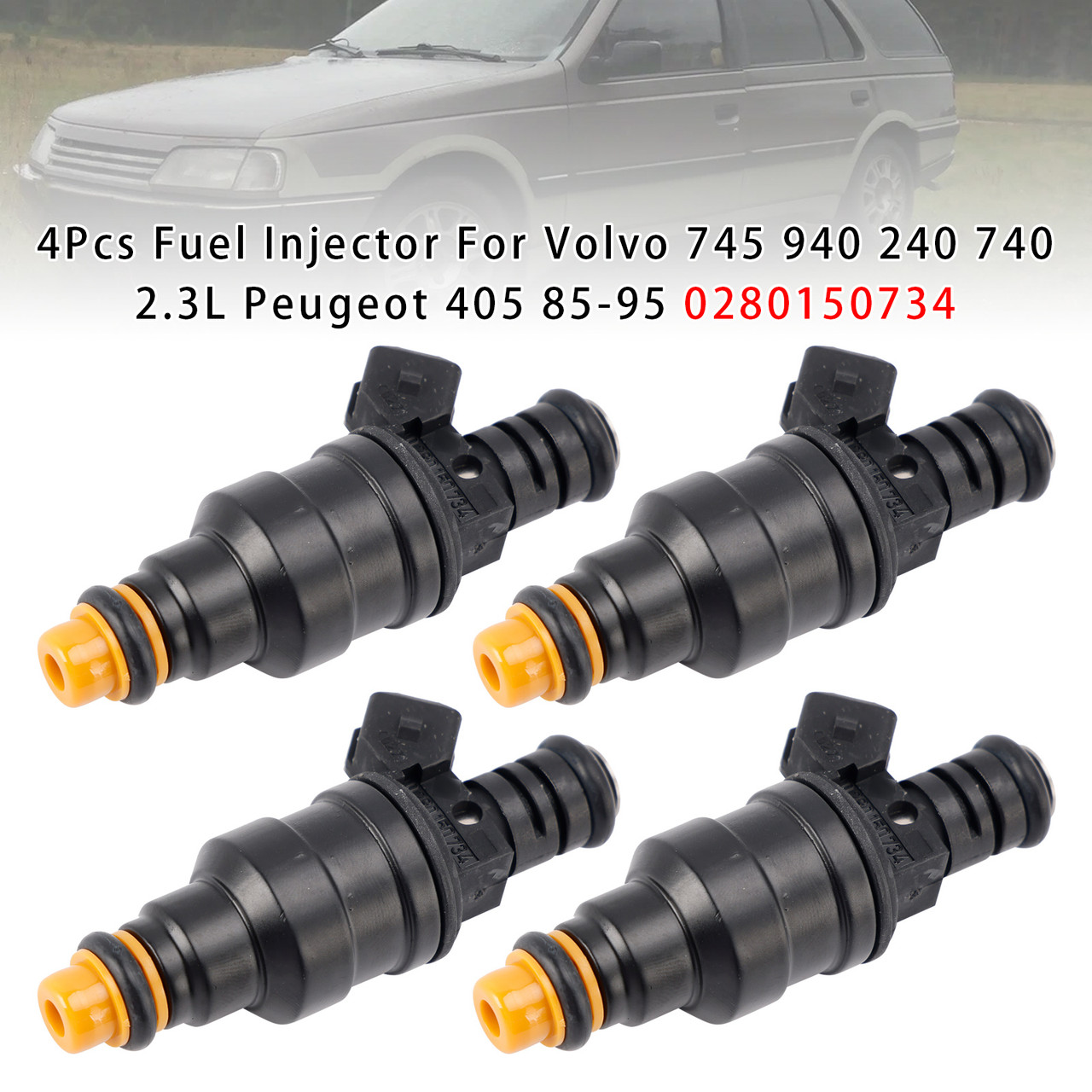 1987-1989 Peugeot 405 505 1.9L 2.2L 4Pcs Fuel Injector 0280150734 Generic