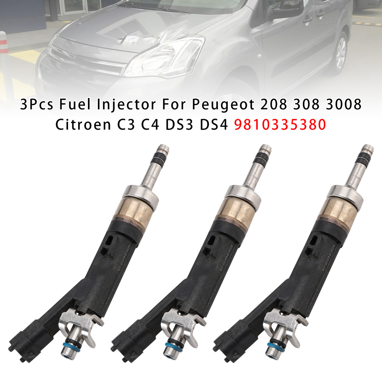 2013-onward Peugeot 2008 208 3008 308 5008 Partner II 3Pcs Fuel Injector 28433993 28579609 75114380 Generic