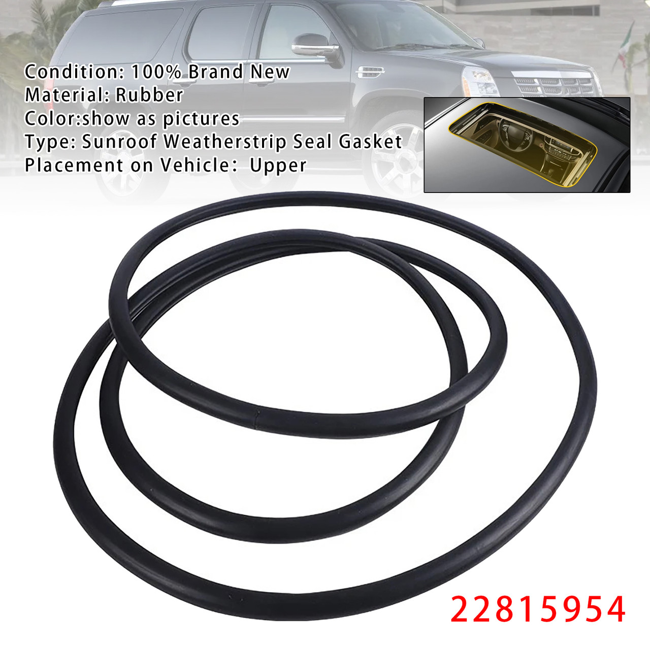 2007-2017 Cadillac Escalade ESV EXT Sunroof Weatherstrip Seal Gasket 22815954 Generic