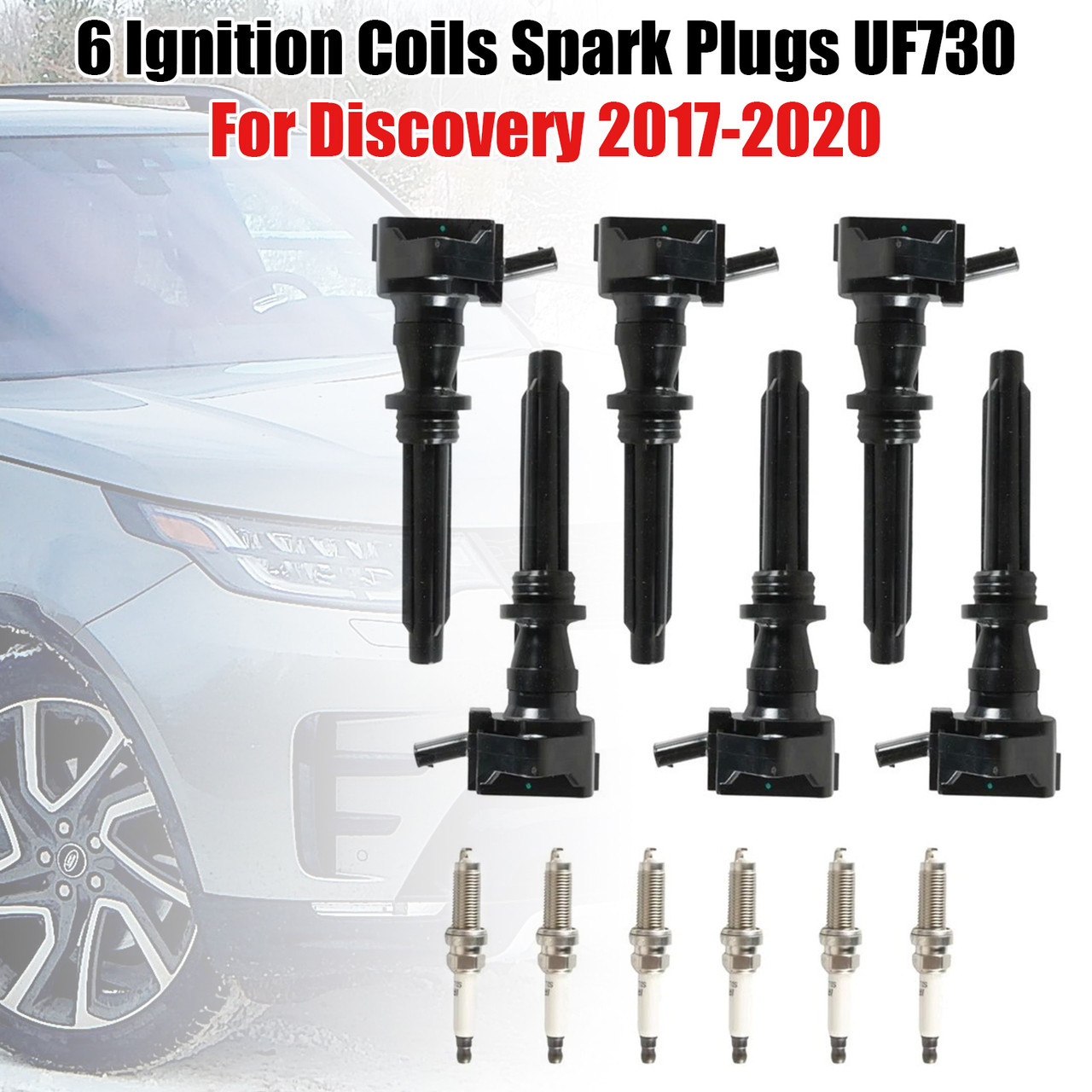 2017-2020 Land Rover Discovery V6 3.0L GAS 6 Ignition Coils Spark Plugs UF730 Generic