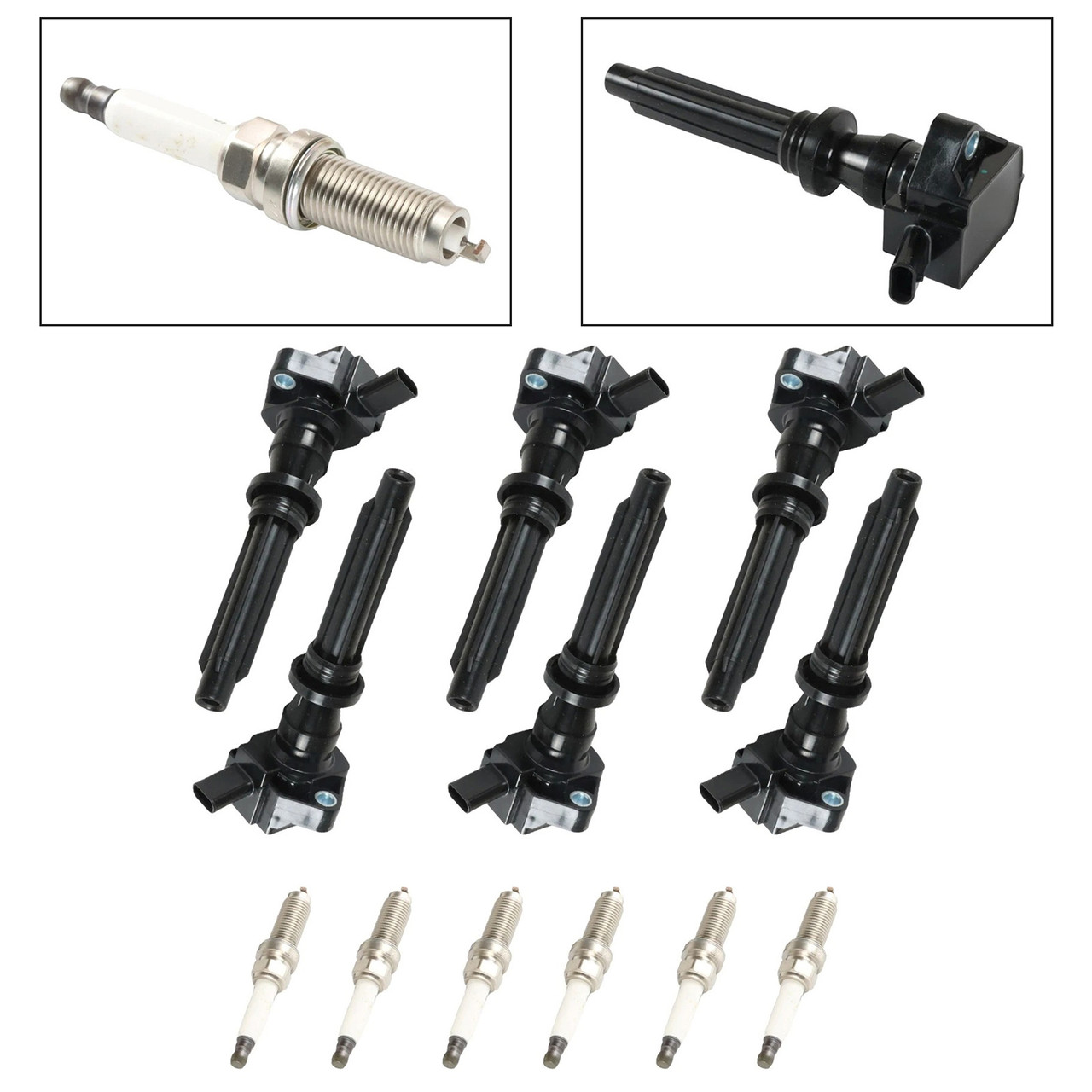 2014-2016 Land Rover LR4 V6 3.0L GAS 6 Ignition Coils Spark Plugs UF730 Generic