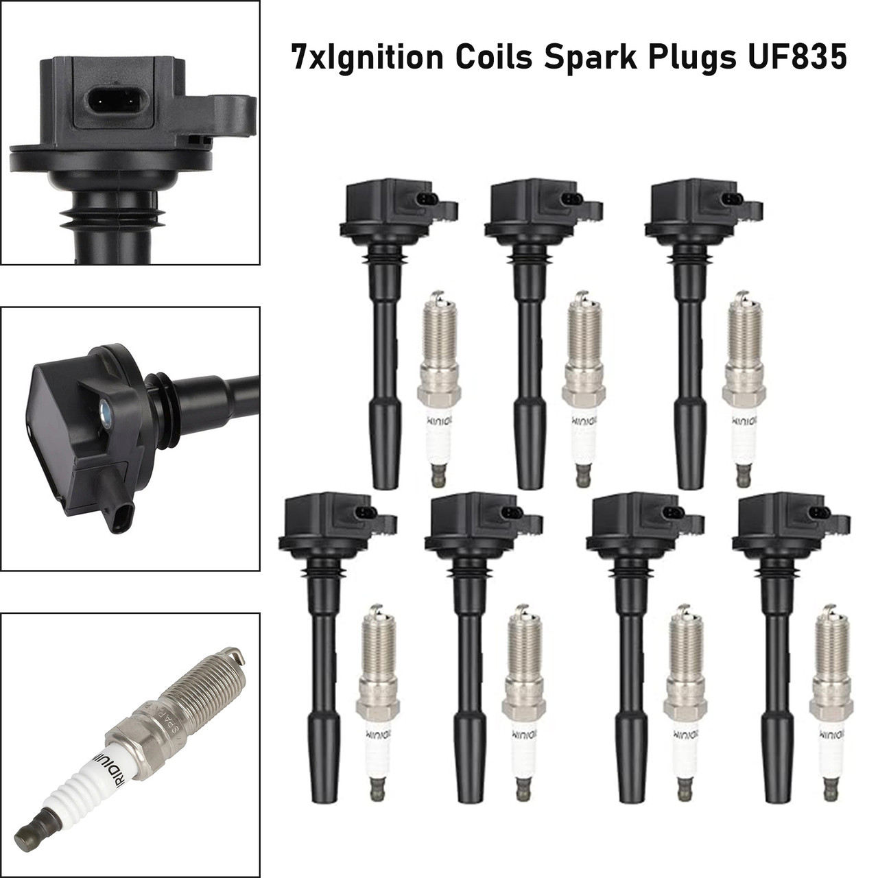 2018-2020 Ford Mustang V8 5.0L 7xIgnition Coils Spark Plugs UF835 Generic