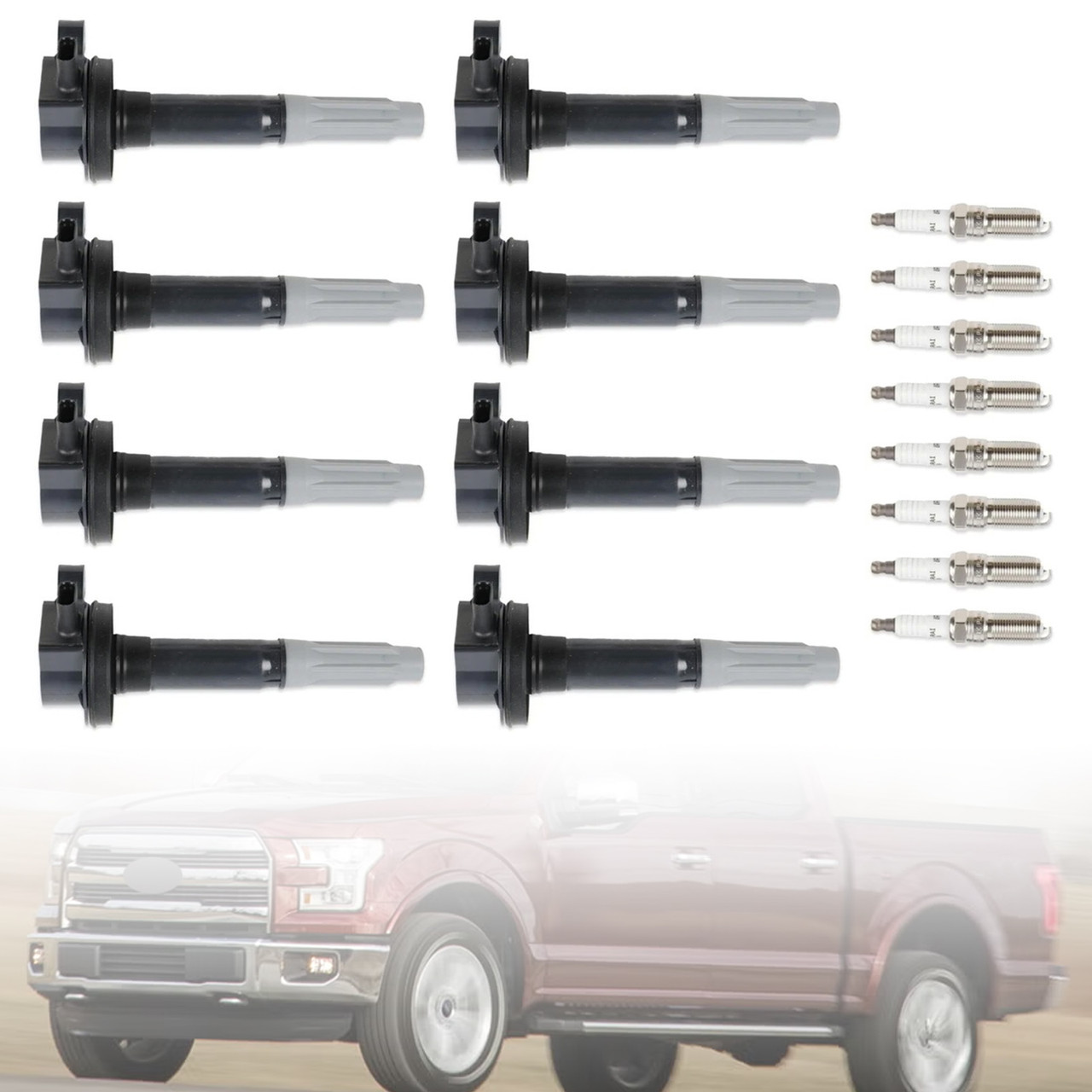 2016-2017 Ford Mustang V8 5.0L 8xIgnition Coil + 8xIridium Spark Plug UF824 Generic