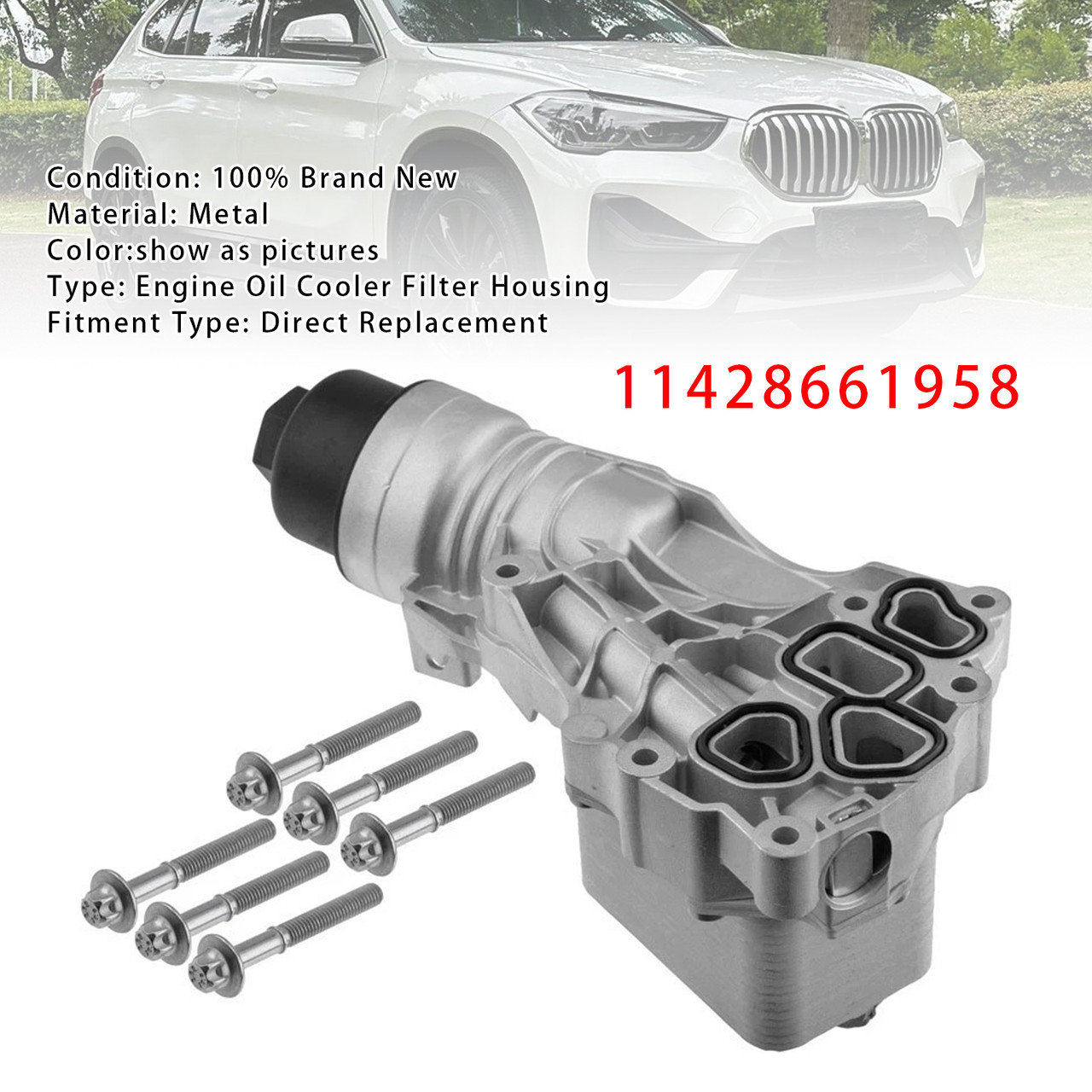 2020-2023 BMW X2 228i xDrive Engine Oil Cooler Filter Housing 11428661958 Generic