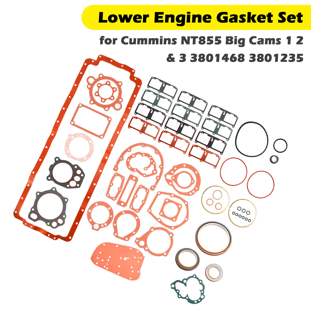 Cummins 855 Big Cam IV STC NT NTC Lower Engine Gasket 3801468 3801235 Generic