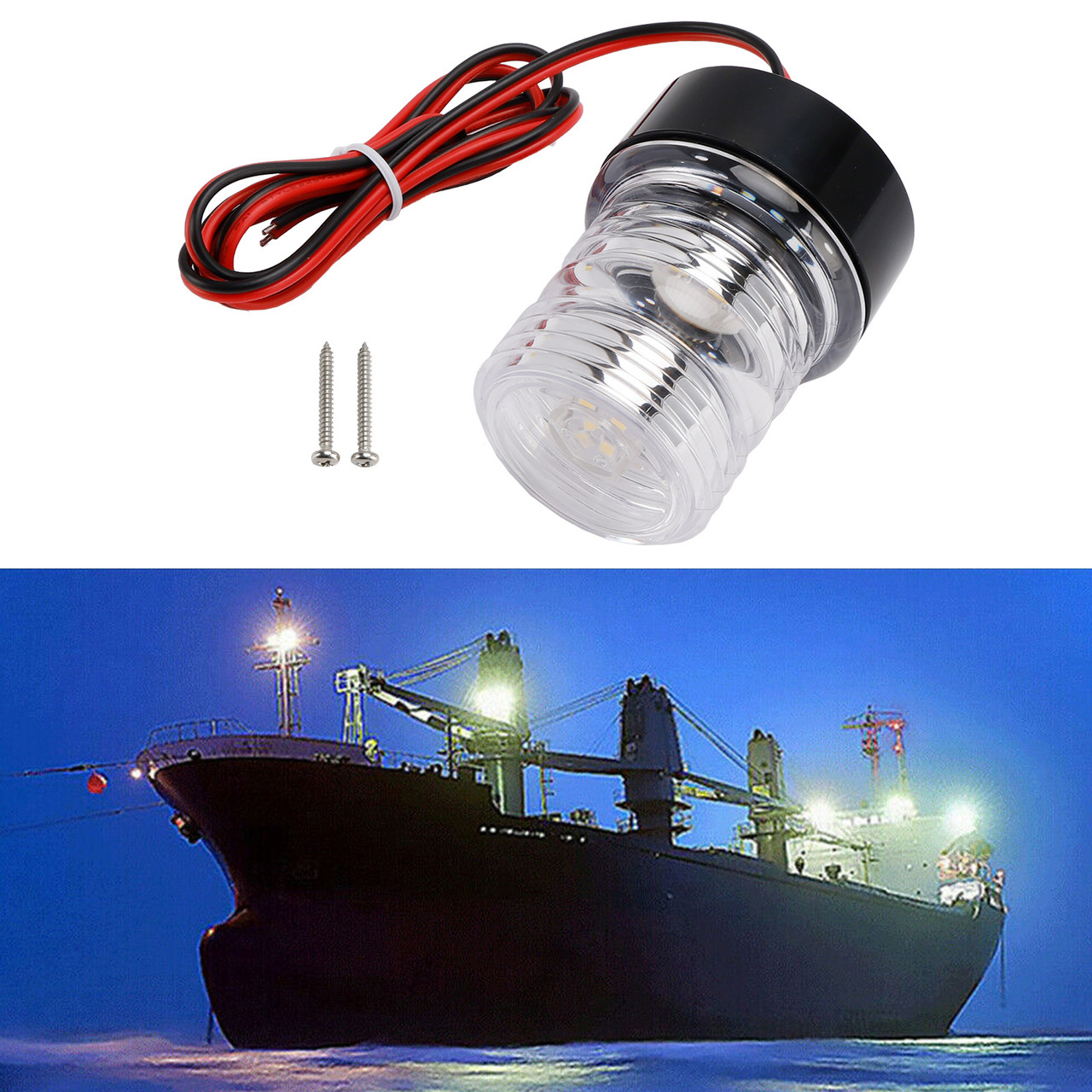 2.7W LED Navigation Signal Light Anchor Vessel Round Lamp Boat Yacht IP66