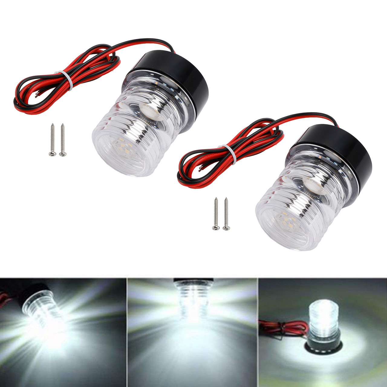 2.7W LED Navigation Signal Light Anchor Vessel Round Lamp Boat Yacht IP66 2Pcs