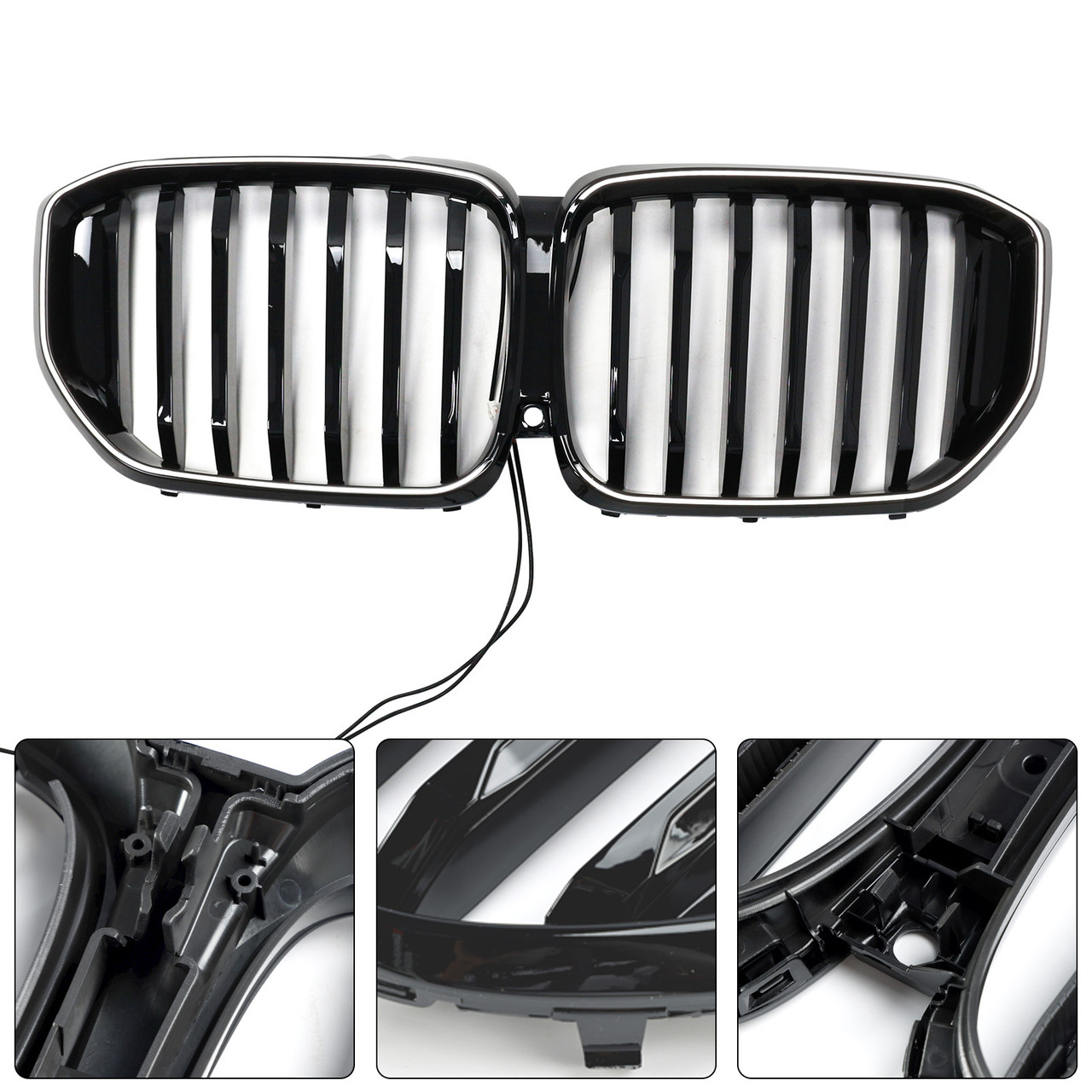 2024+ BMW G05 X5 LCI Front Bumper Grille Black Single Line W/LED Generic