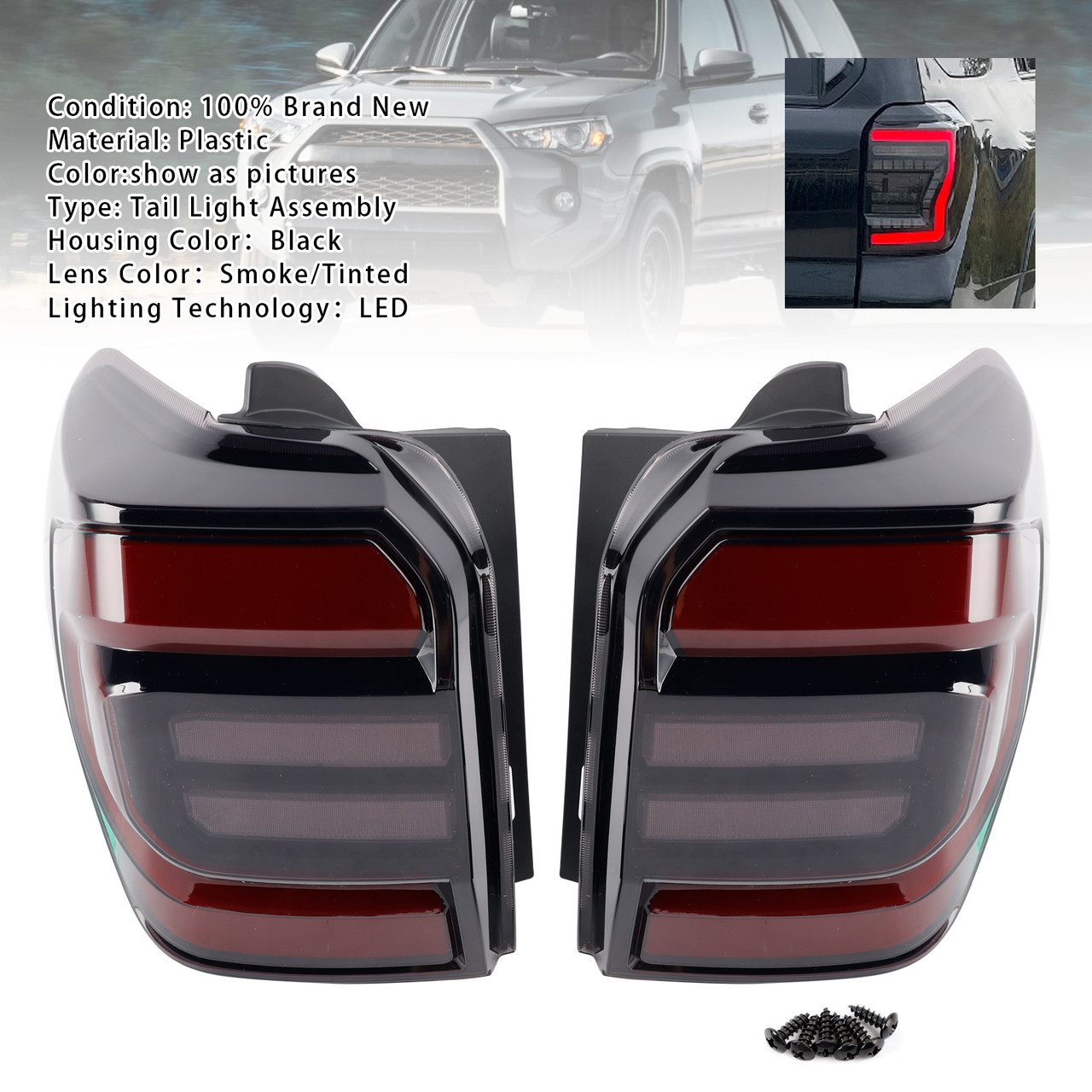 2010-2024 Toyota 4Runner Animation Sequential Rear Lamps 2PCS LED Tail Lights Generic