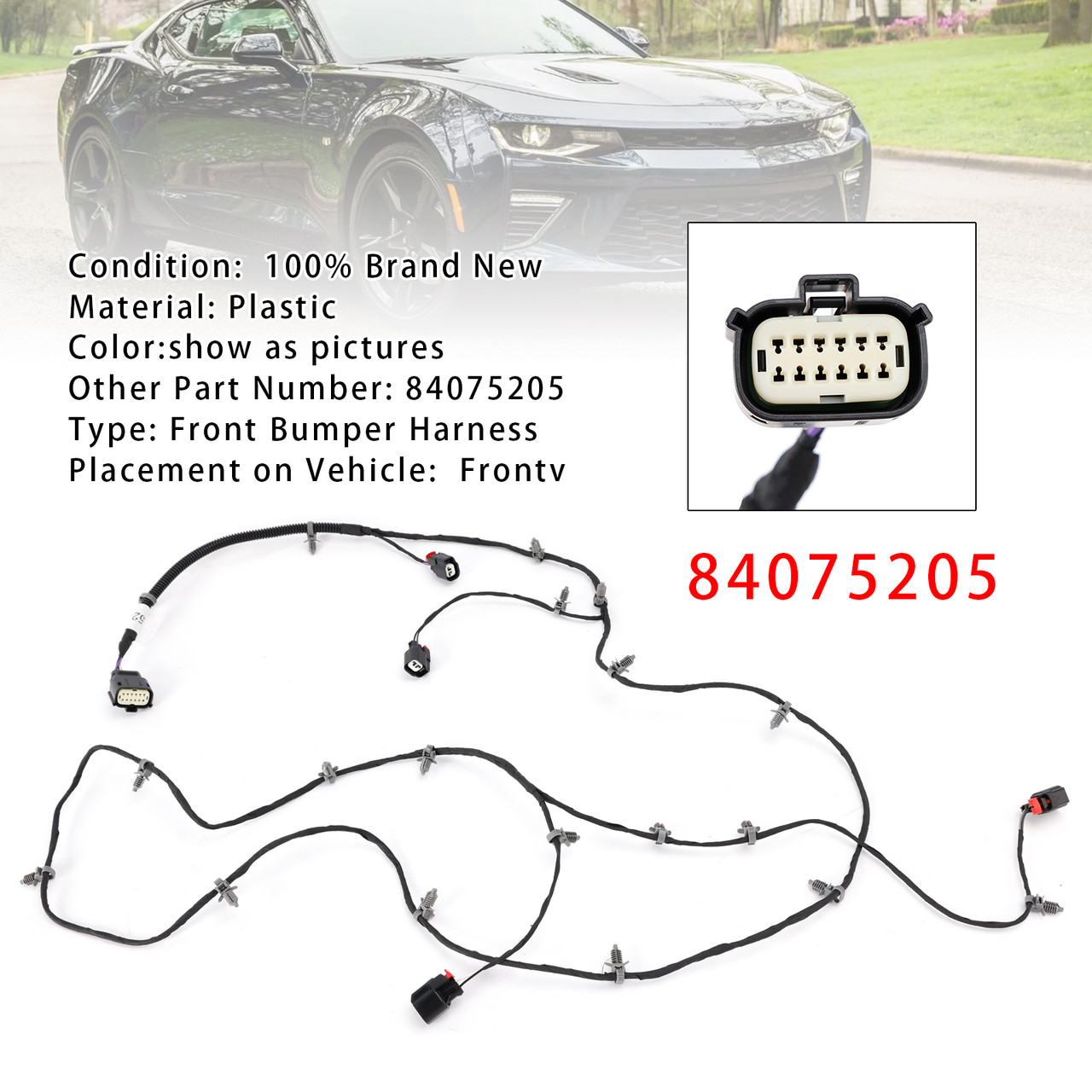 2016-2018 Chevrolet Camaro Front Bumper Grille Bumper Components Harness 84075205 Generic