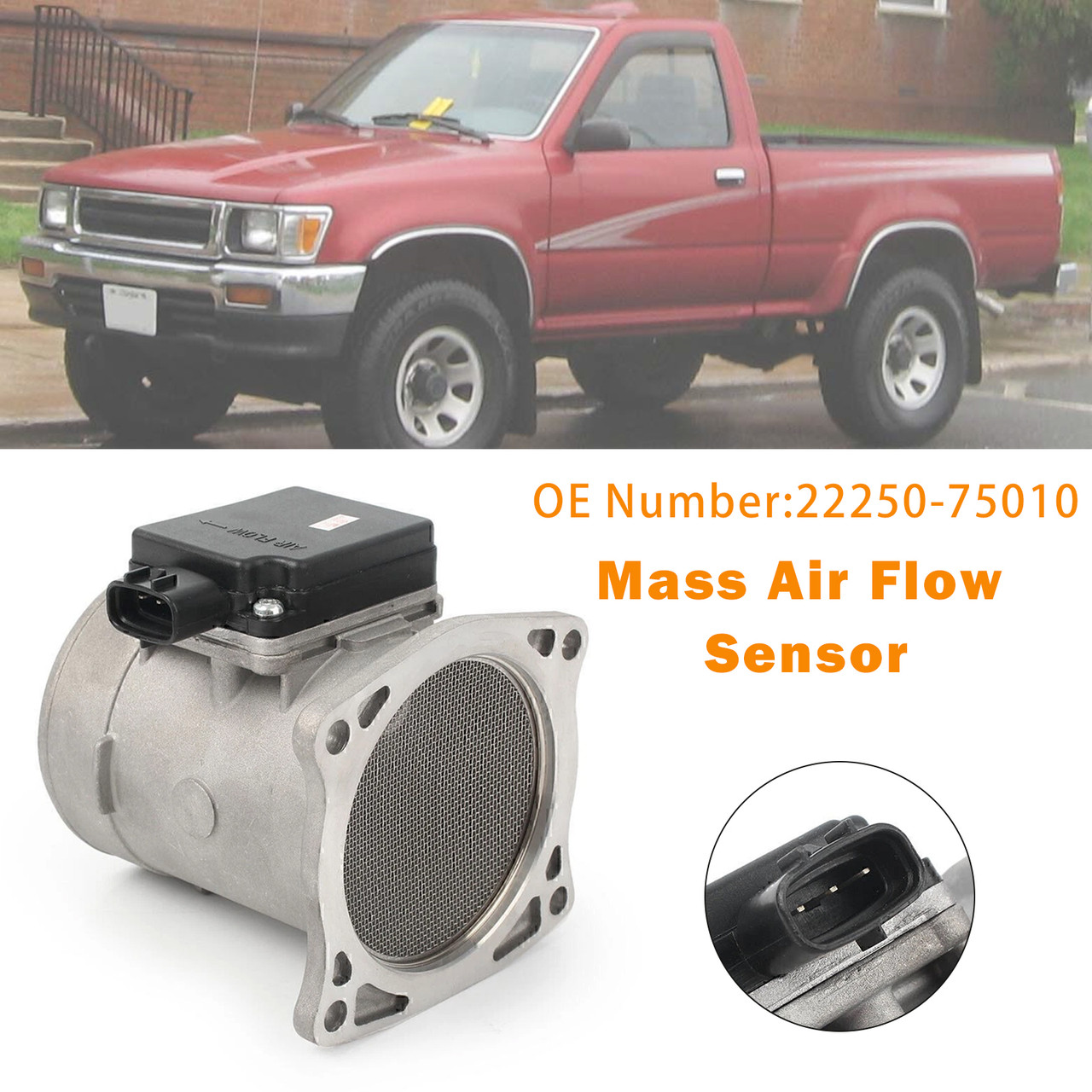 1994-1997 Toyota Tacoma 2.4L Mass Air Flow Sensor Assembly 22250-75010 Generic