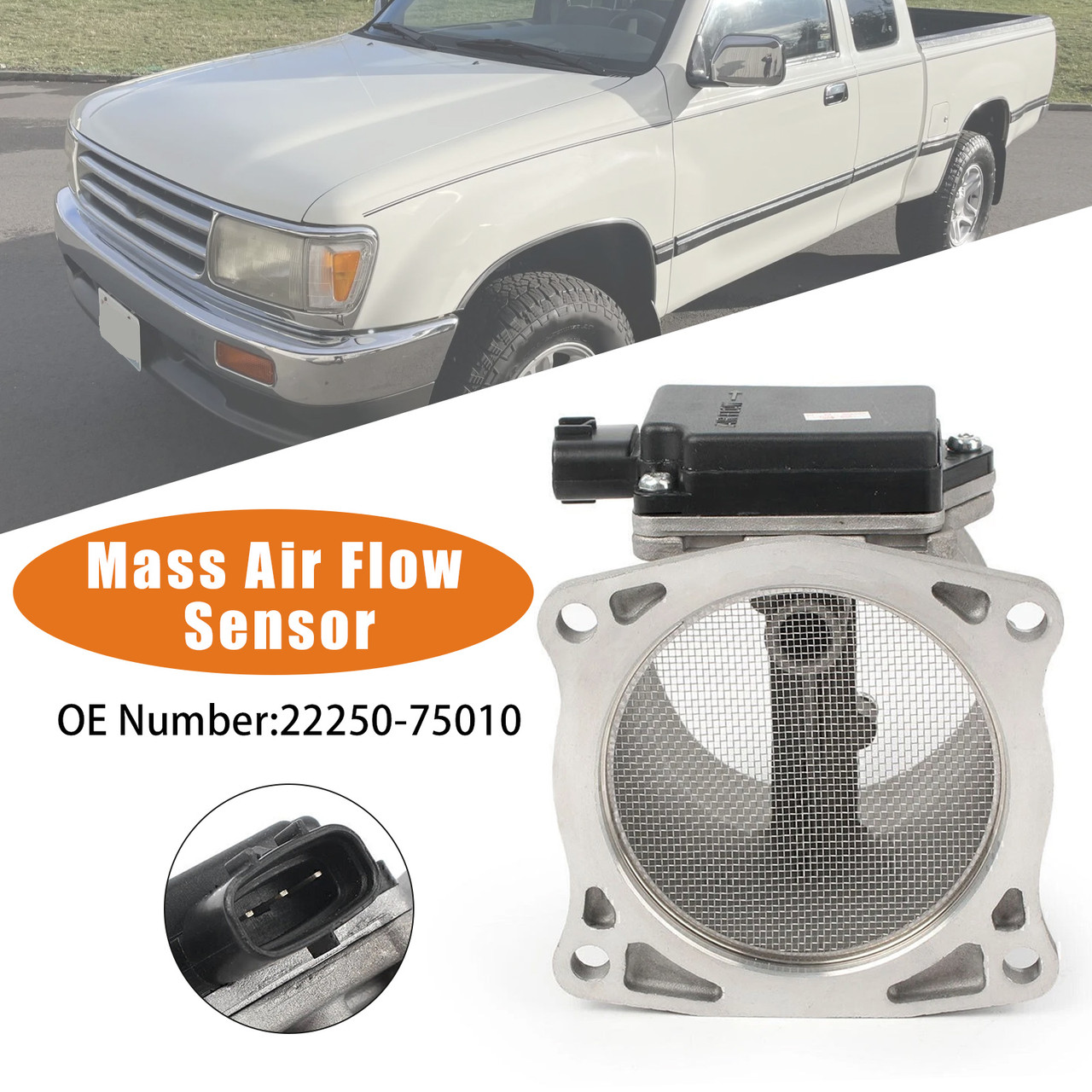 1995-1996 Toyota Tacoma 2.7L and 4WD Mass Air Flow Sensor Assembly 22250-75010 Generic