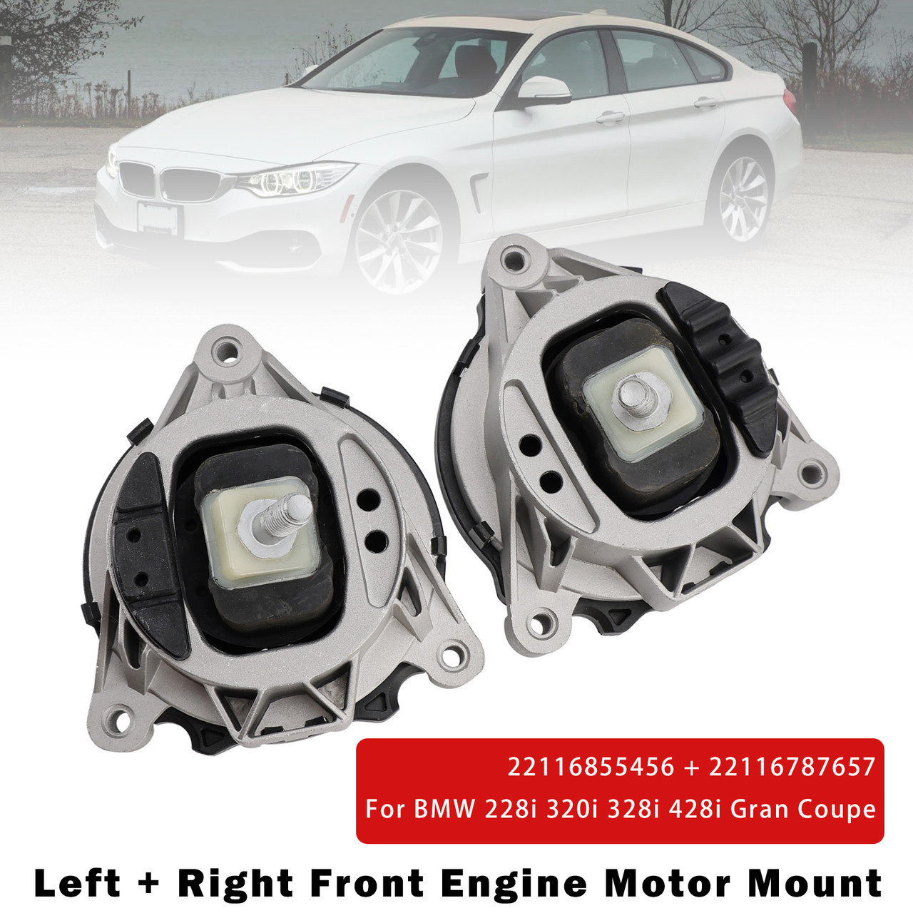 2014-2016 BMW 228i 320i 328i 428i 2x Front Engine Motor Mount 22116855456 Generic
