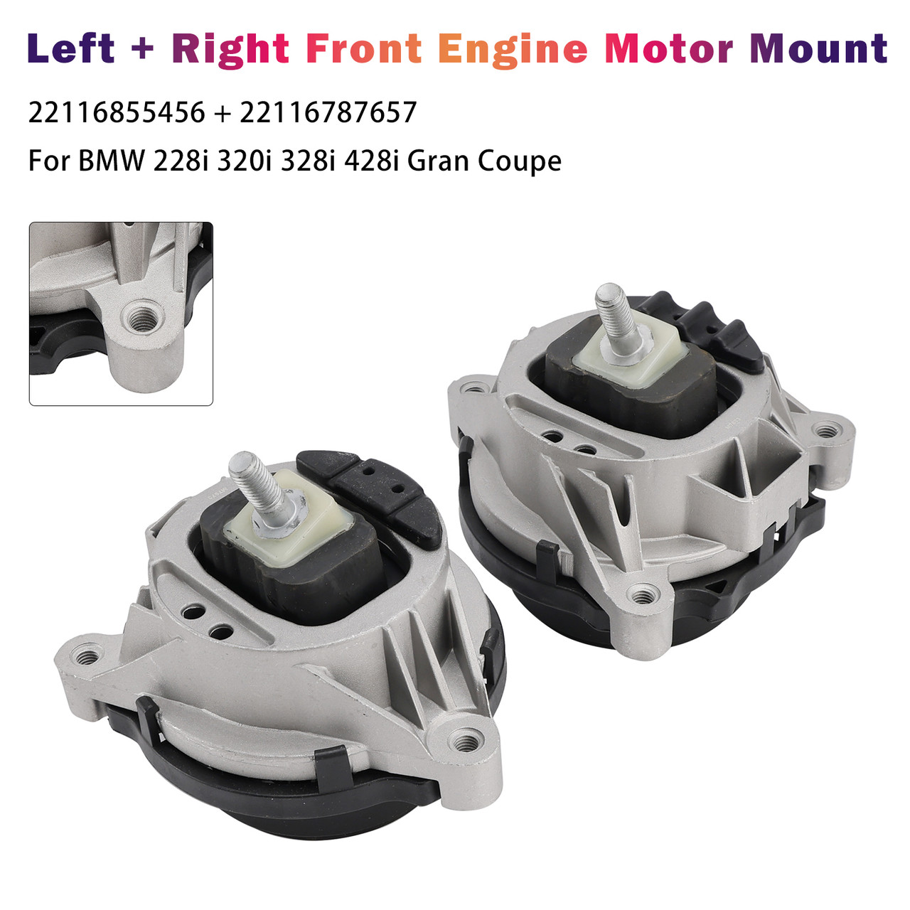 2014-2016 BMW 228i 320i 328i 428i 2x Front Engine Motor Mount 22116855456 Generic