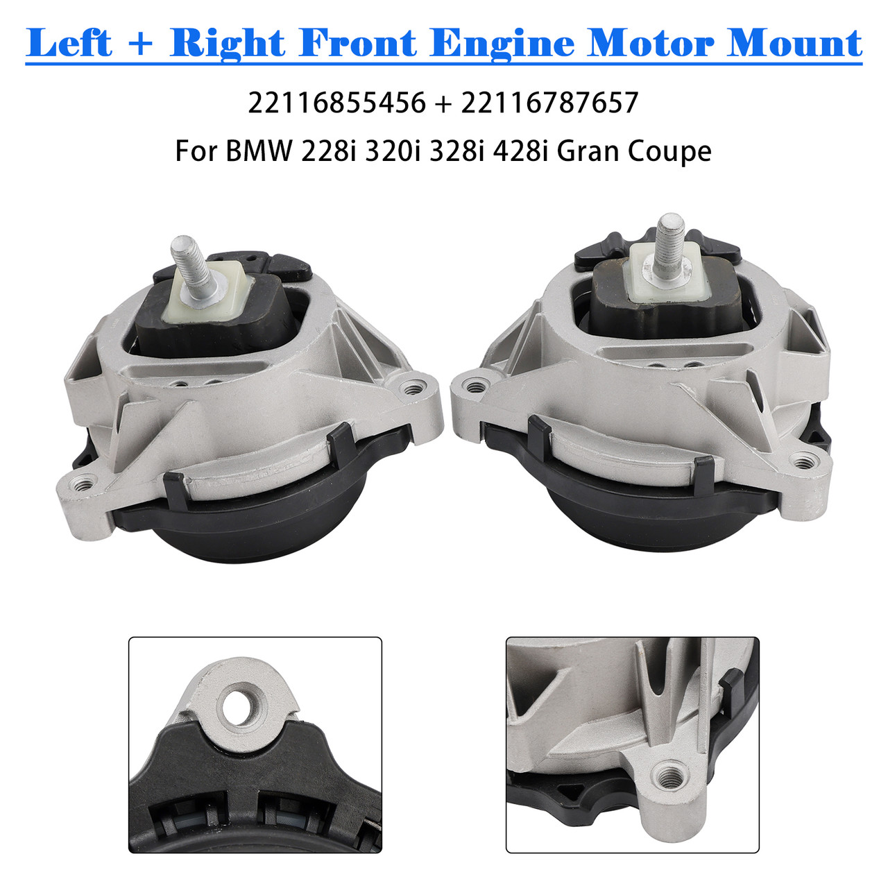 2014-2016 BMW 228i 320i 328i 428i 2x Front Engine Motor Mount 22116855456 Generic