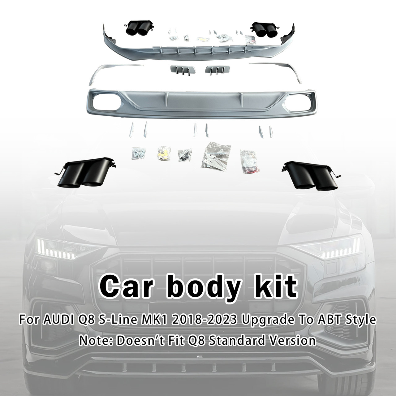 Body Kit Bumper Fit AUDI Q8 S-Line MK1 2018-2023 Upgrade To ABT Style