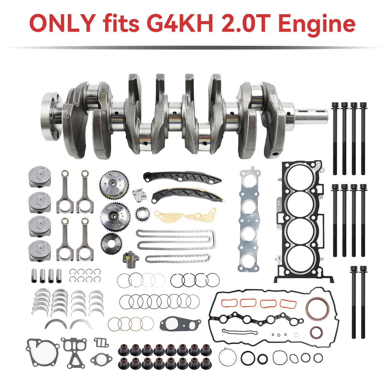 2011-2020 Hyundai Creta Elantra i40 Mistra Sonata Tucson G4KH 2.0T Engine Rebuild Kit w/ Crankshaft Con Rods Timing Kit 23510-2G440 Generic