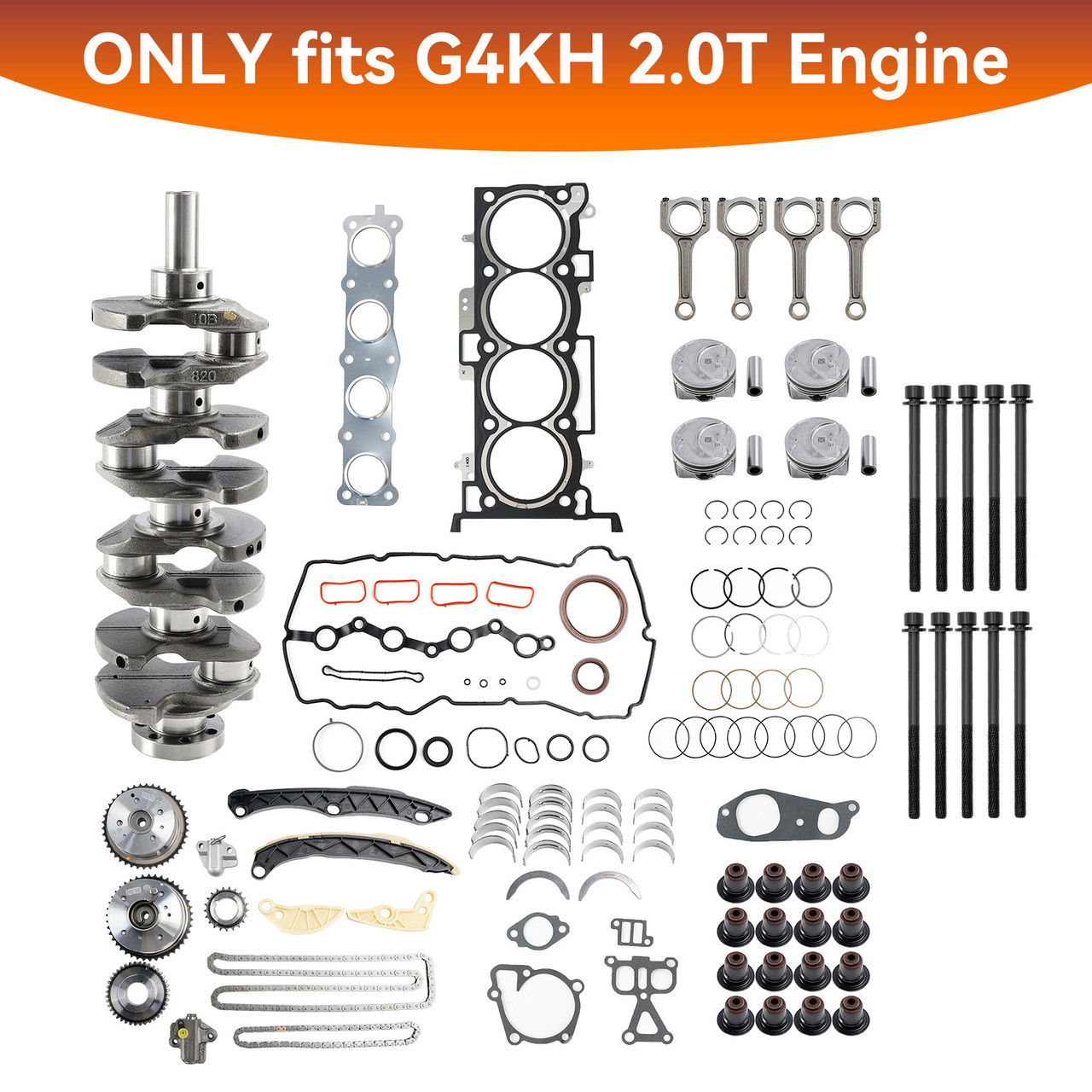 2011-2020 Hyundai Creta Elantra i40 Mistra Sonata Tucson G4KH 2.0T Engine Rebuild Kit w/ Crankshaft Con Rods Timing Kit 23510-2G440 Generic