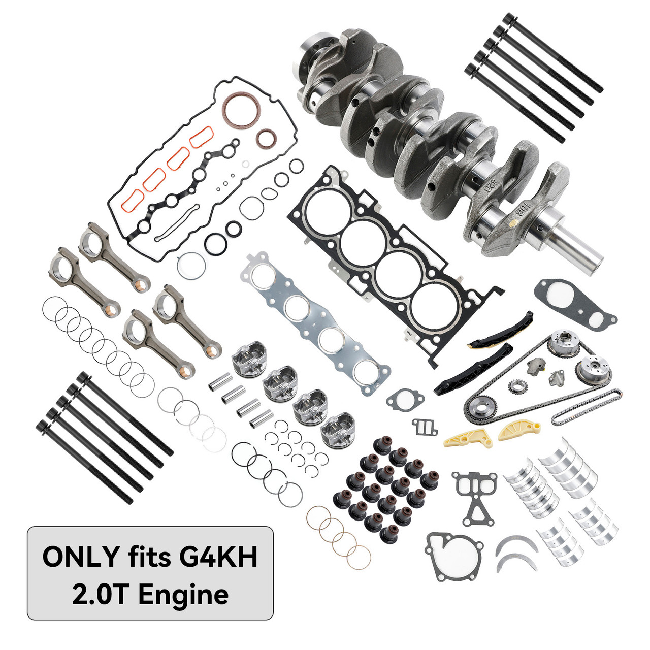 2011-2020 Hyundai Creta Elantra i40 Mistra Sonata Tucson G4KH 2.0T Engine Rebuild Kit w/ Crankshaft Con Rods Timing Kit 23510-2G440 Generic