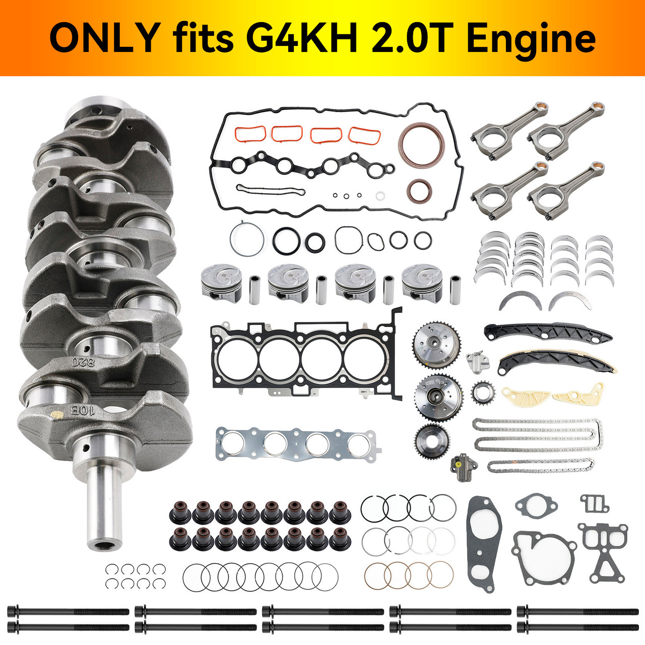 2011-2020 Hyundai Creta Elantra i40 Mistra Sonata Tucson G4KH 2.0T Engine Rebuild Kit w/ Crankshaft Con Rods Timing Kit 23510-2G440 Generic