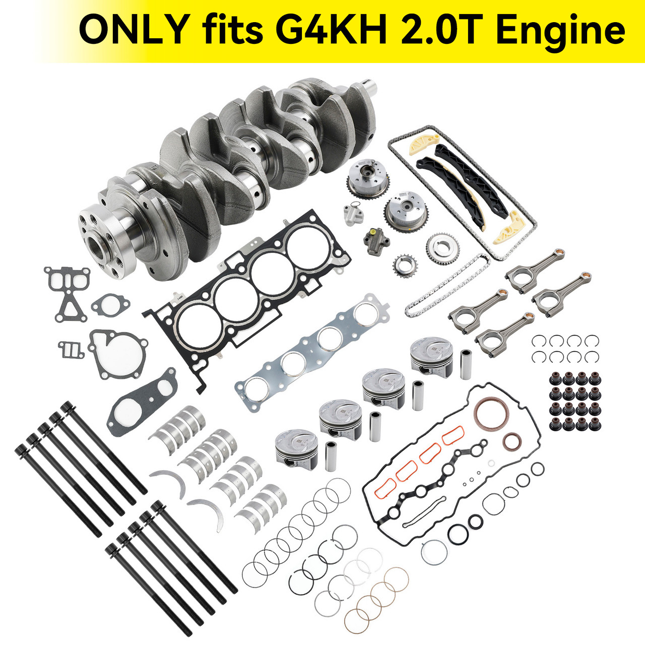 2011-2020 Hyundai Creta Elantra i40 Mistra Sonata Tucson G4KH 2.0T Engine Rebuild Kit w/ Crankshaft Con Rods Timing Kit 23510-2G440 Generic