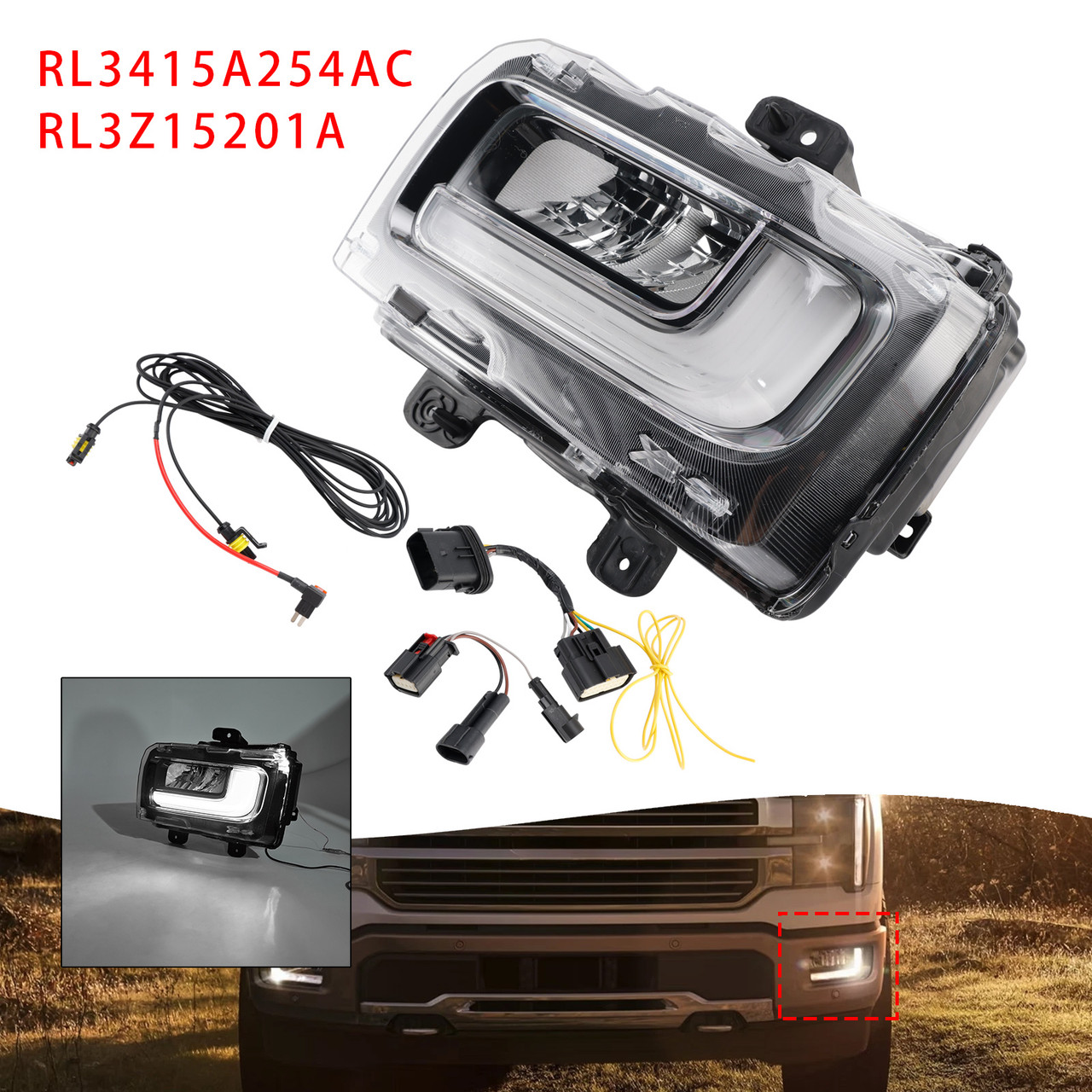 2024-2025 Ford F150 Left LED Front Fog Light Lamp RL3415A254AC RL3Z15201A Generic