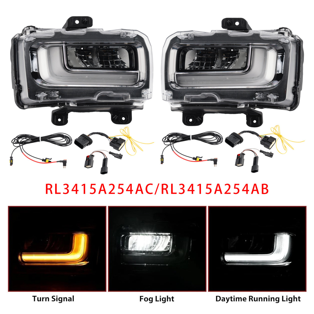 2024-2025 Ford F150 Pair LED Front Fog Light Lamp RL3415A254AB RL3415A254AC Generic