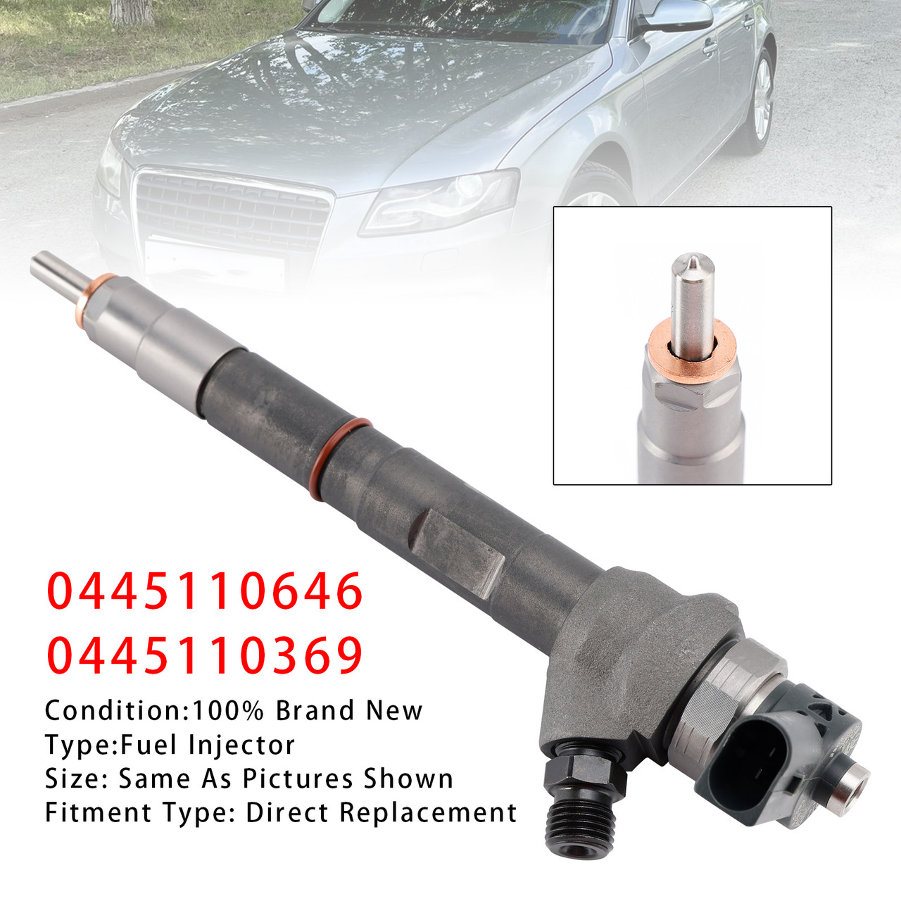2004-2013 SEAT ALHAMBRA ALTEA EXEO IBIZA LEON 2.0L 1Pcs Fuel Injector 0445110646 0445110369 Generic