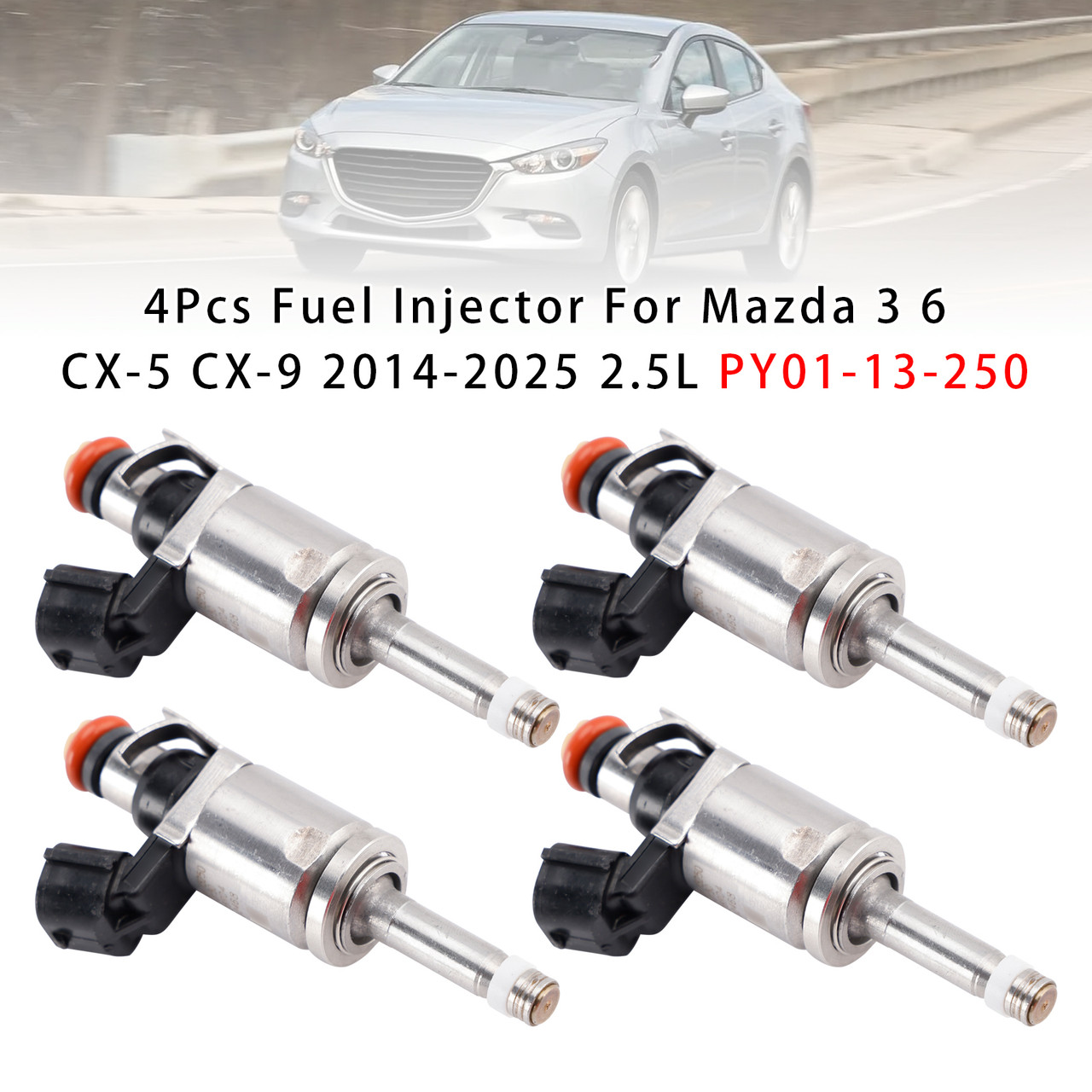 2015-2016 Mazda CX-5 CX-9 4Pcs Fuel Injector PY01-13-250 Generic