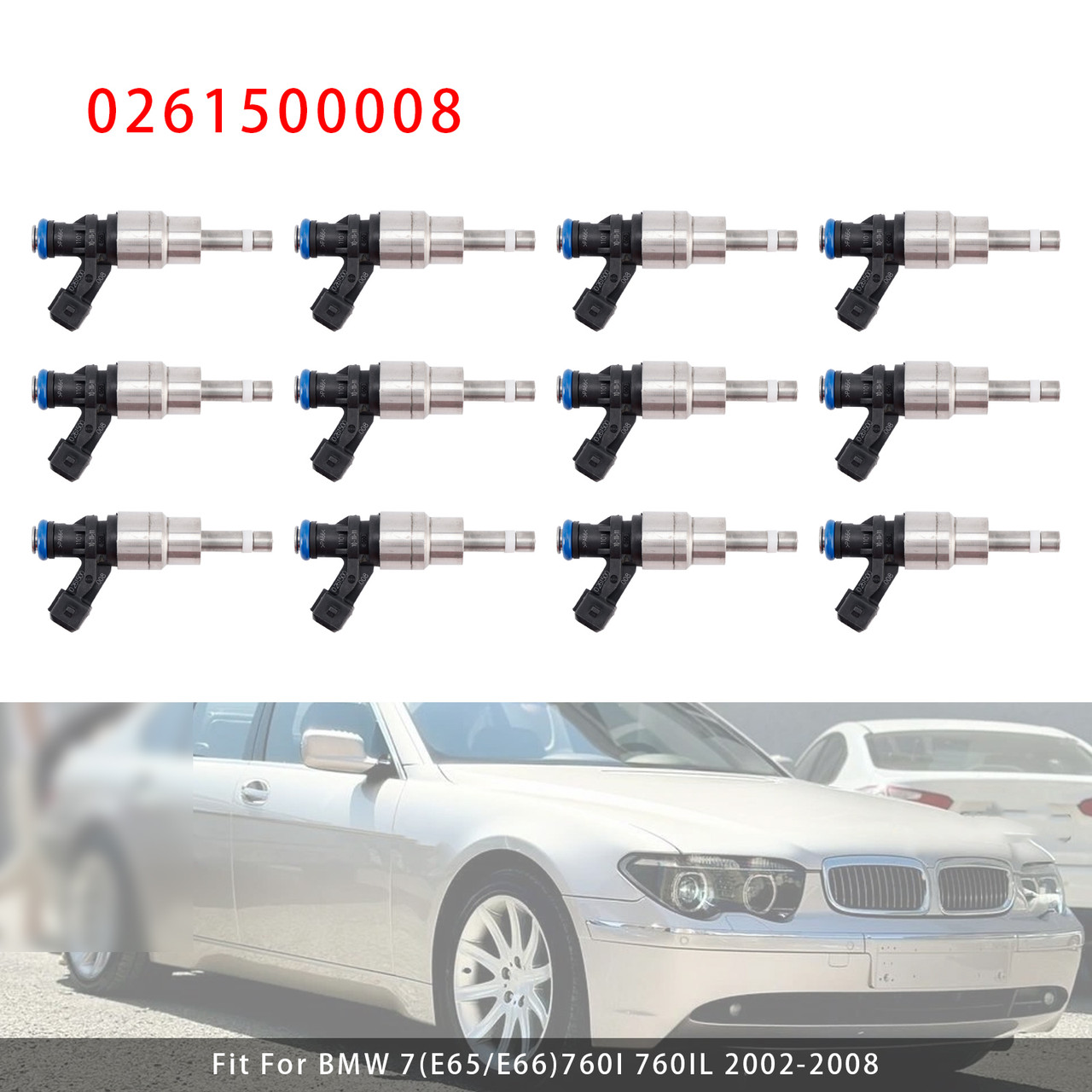 2002-Rolls-Royce Phantom 6.75 12Pcs Fuel Injector 0261500008 FJ742 Generic
