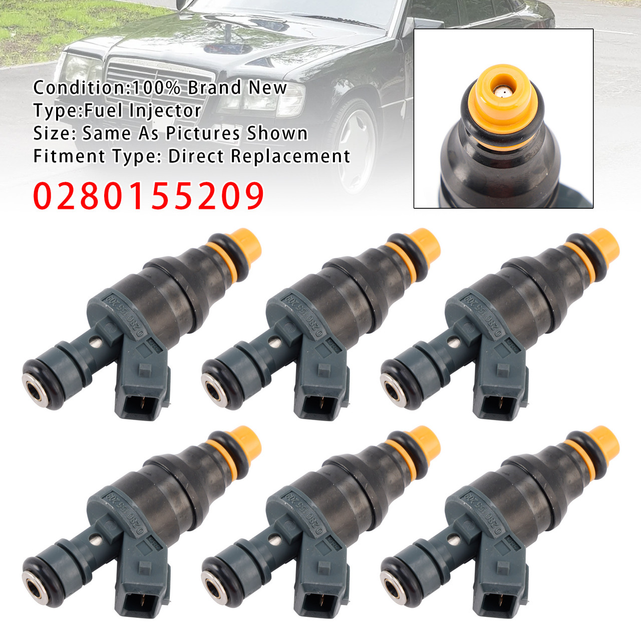 6Pcs Fuel Injector For Mercedes-Benz 300E/SE/TE/CE E320 C280 C36 0280155209